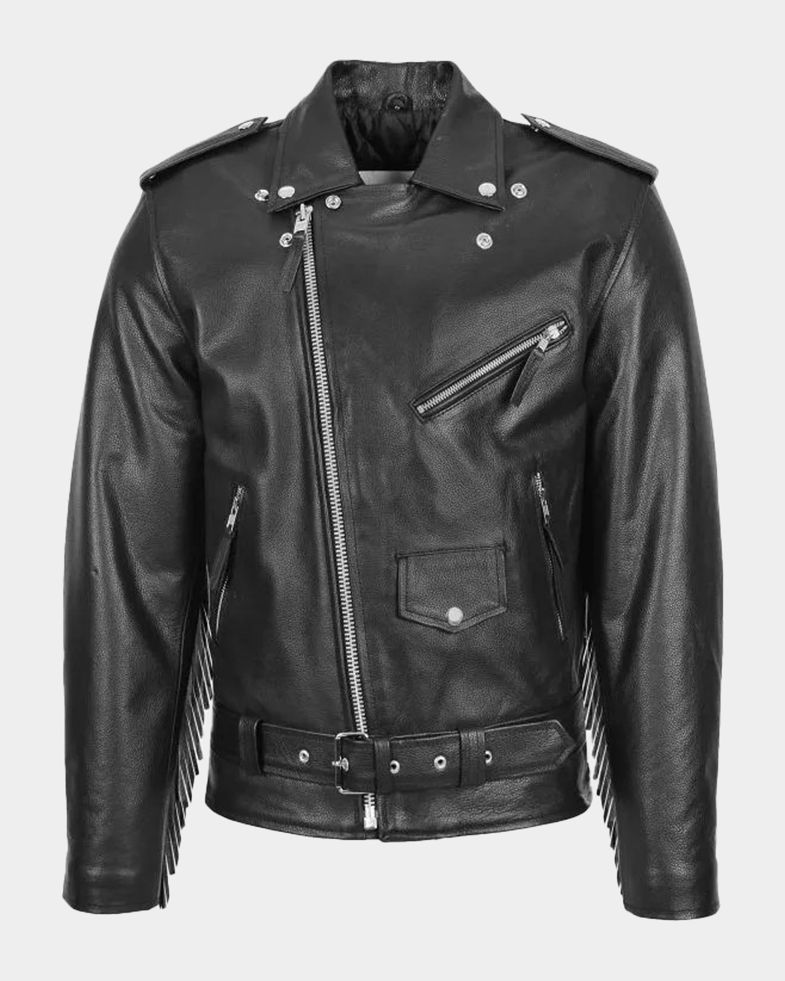 Mens Heavy Duty Leather Biker Brando Jacket Nova Black