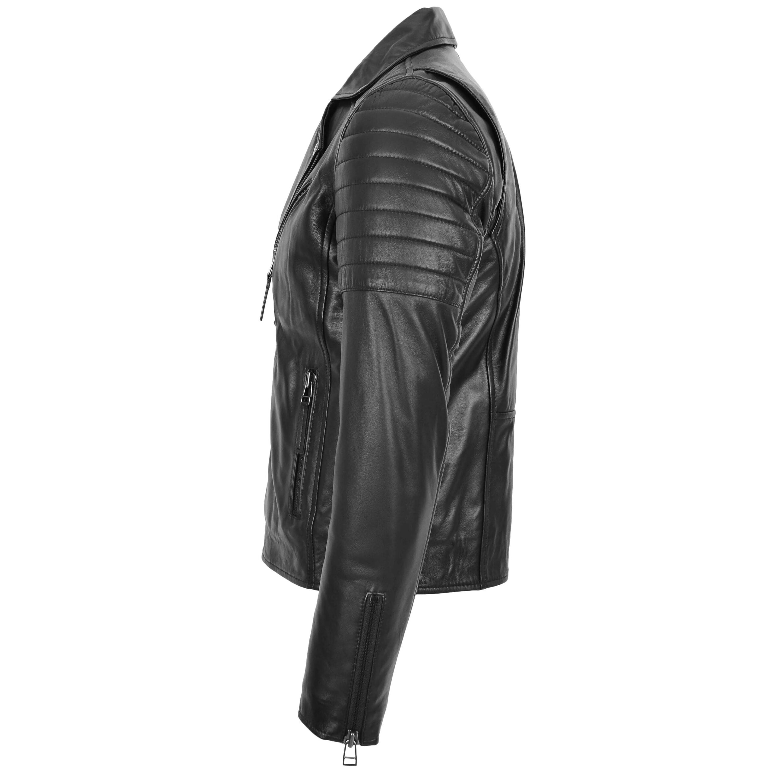 Mens Biker Leather Jacket Dual Zip Hook Paradox Rub Off