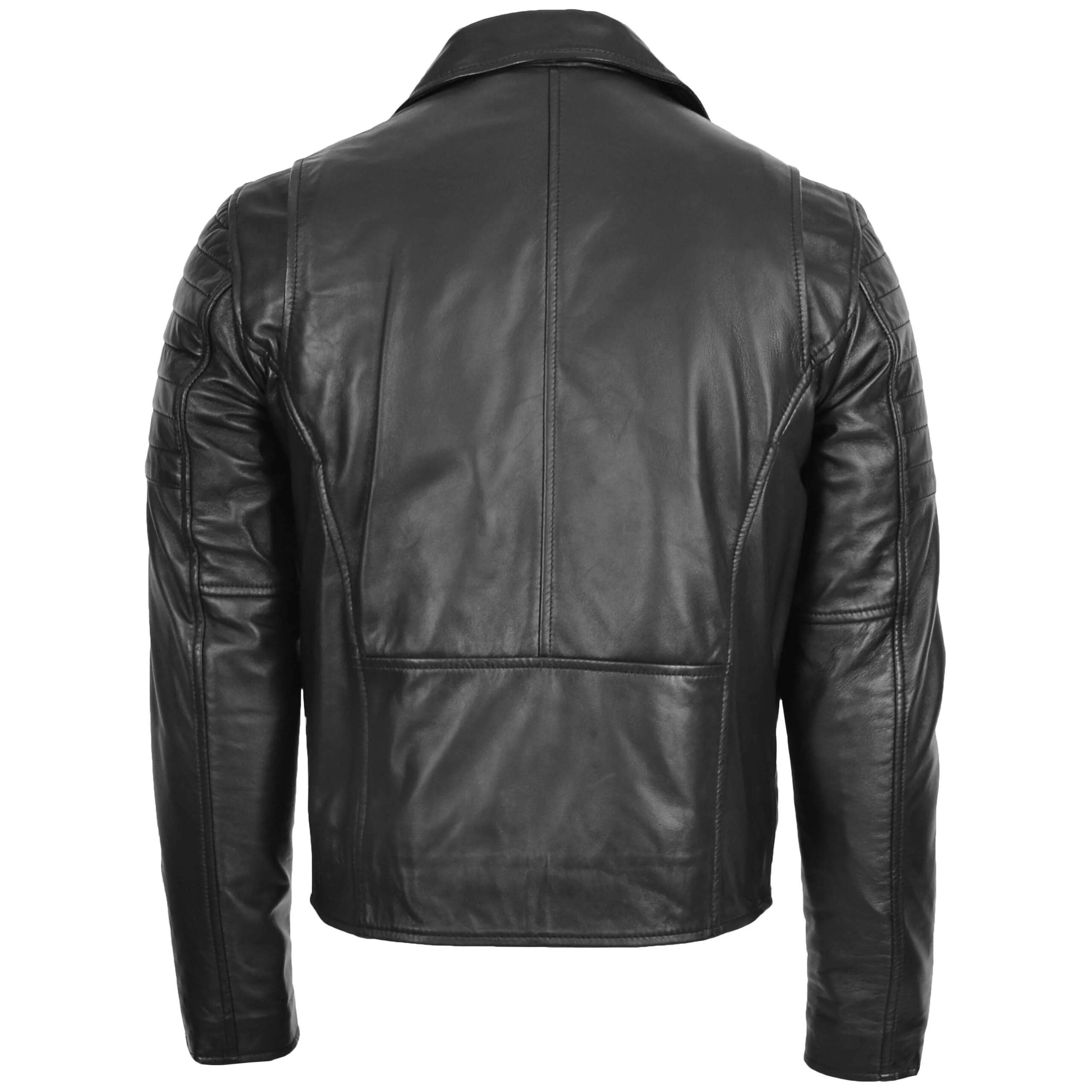 Mens Biker Leather Jacket Dual Zip Hook Paradox Rub Off