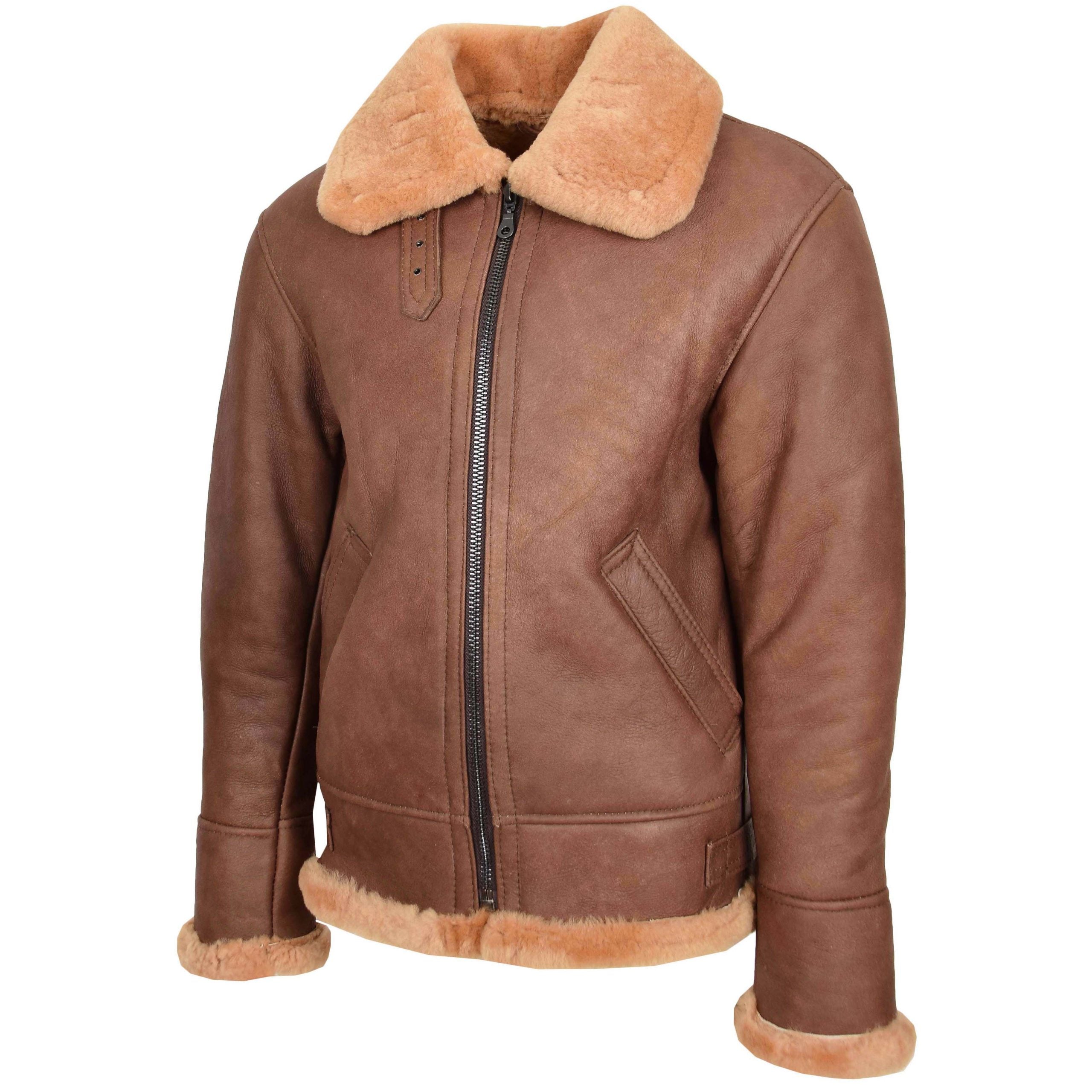 Mens B3 Sheepskin Vintage Flying Jacket Dynamo Tan