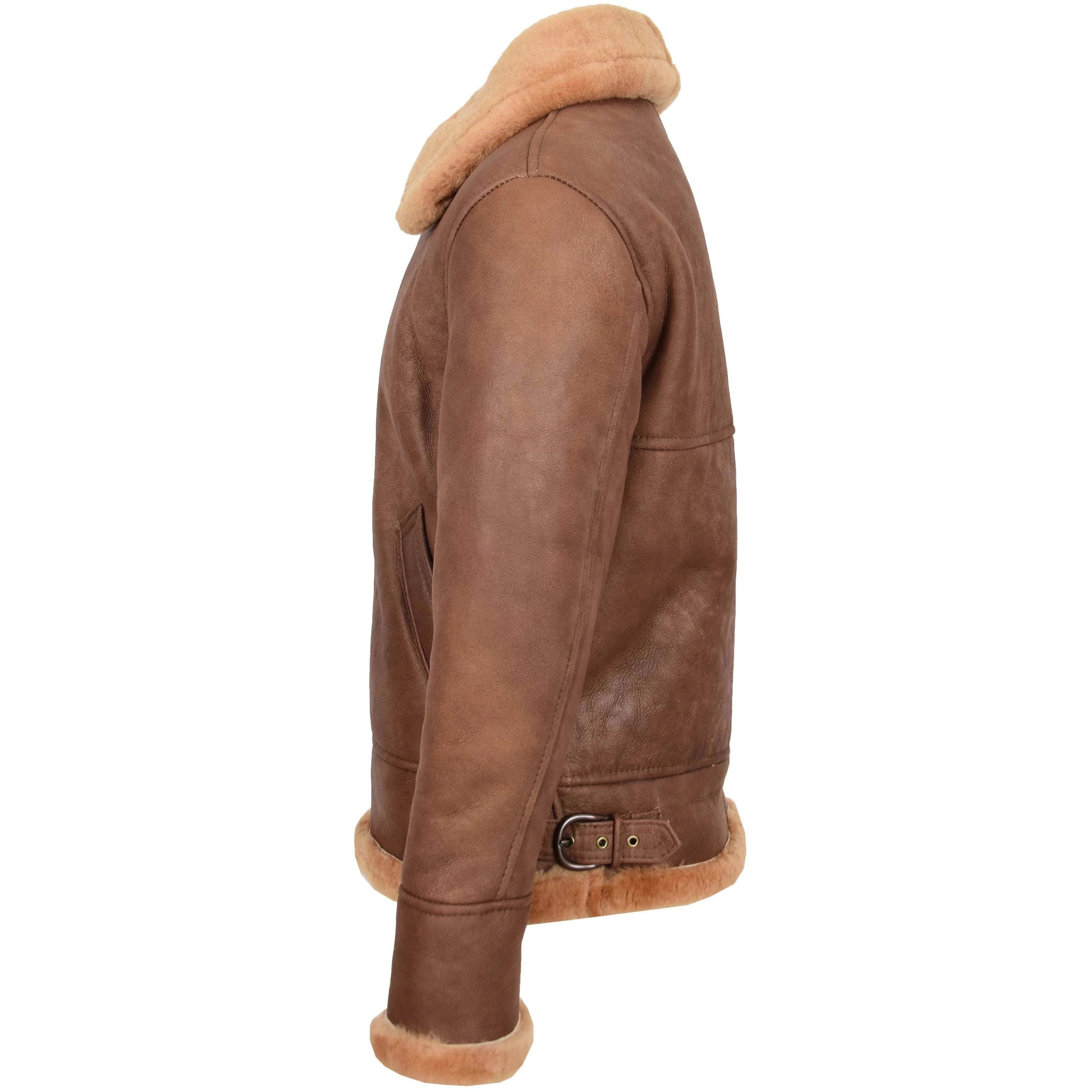 Mens B3 Sheepskin Vintage Flying Jacket Dynamo Tan