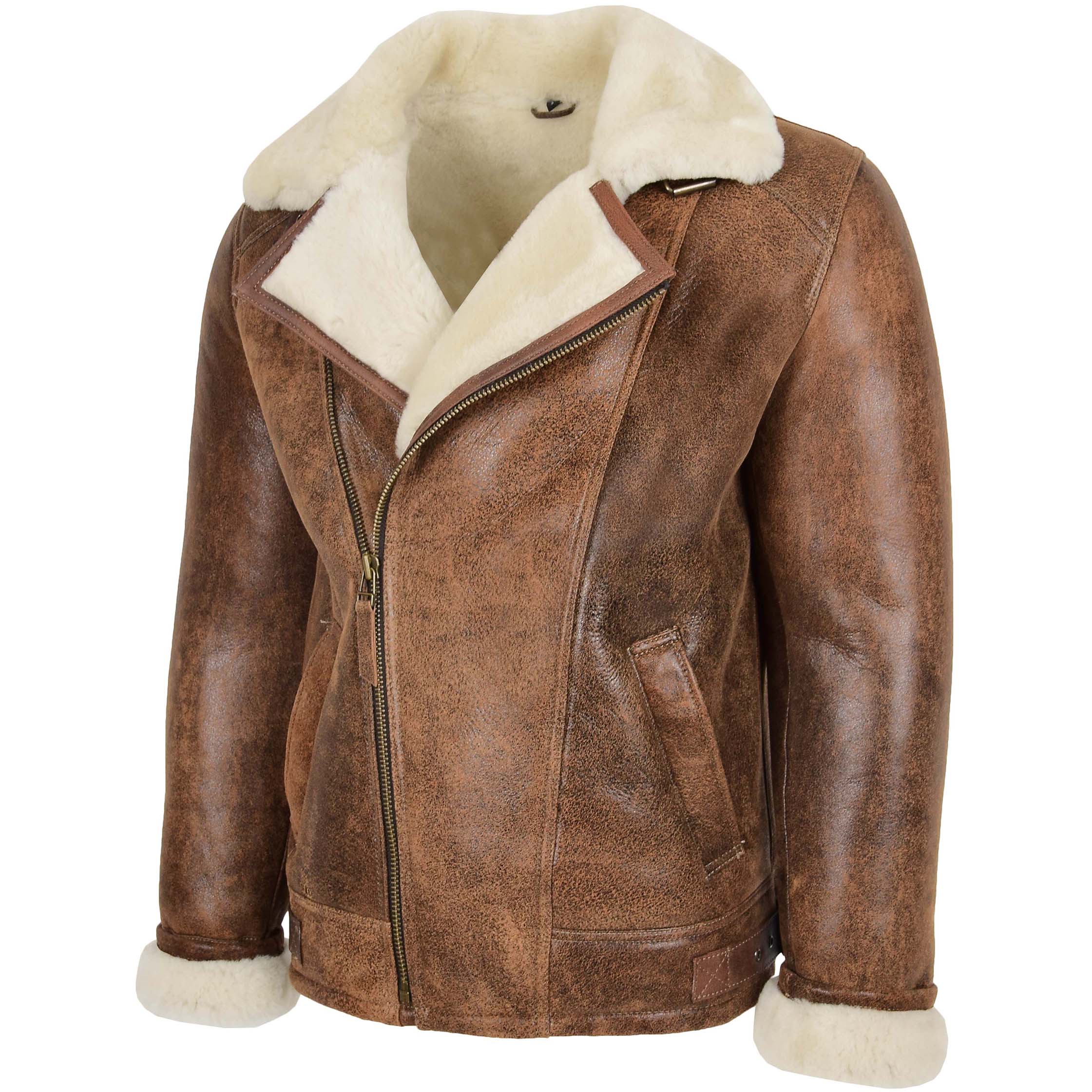 Mens Aviator Sheepskin Pilot Jacket Zenith Vintage Brown