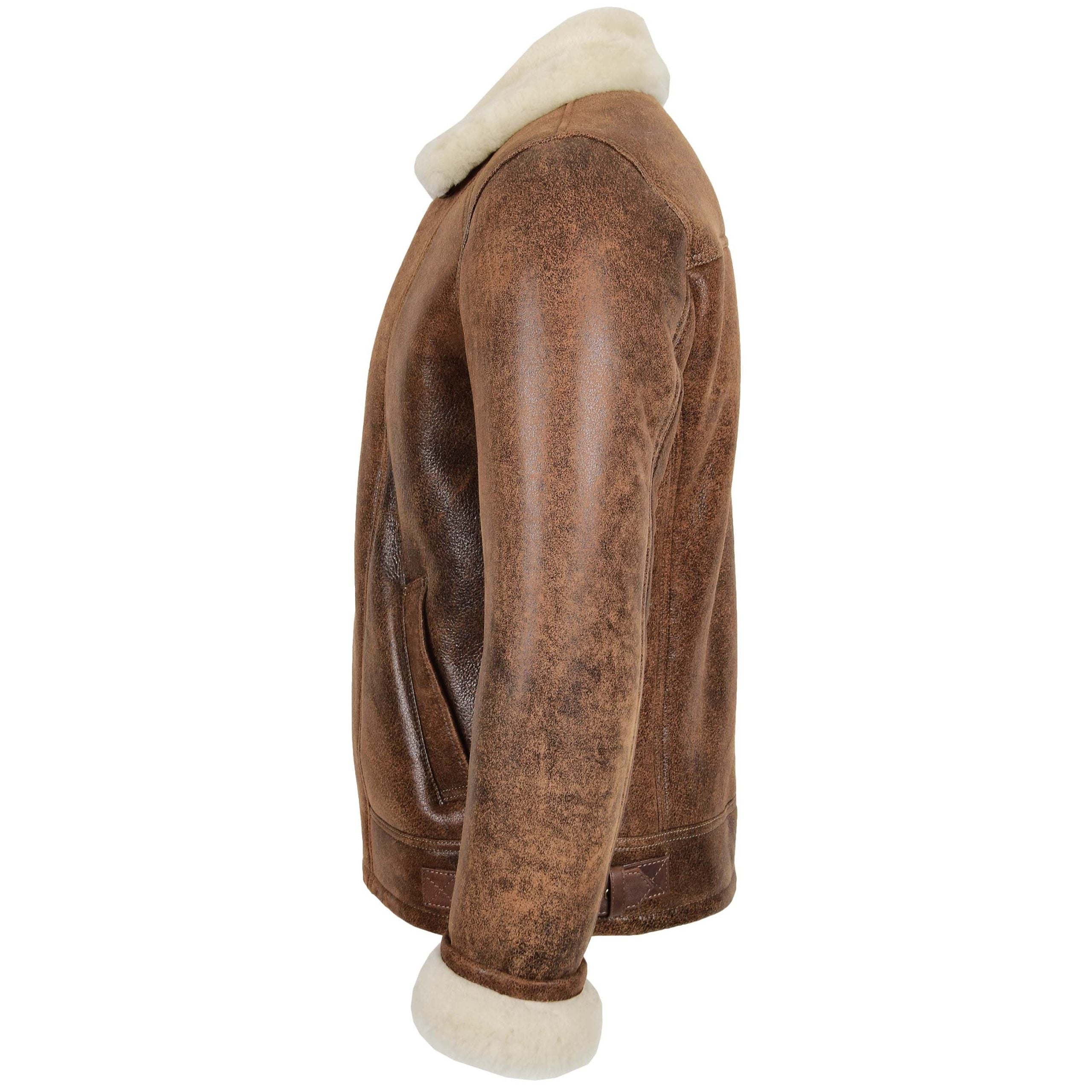 Mens Aviator Sheepskin Pilot Jacket Zenith Vintage Brown
