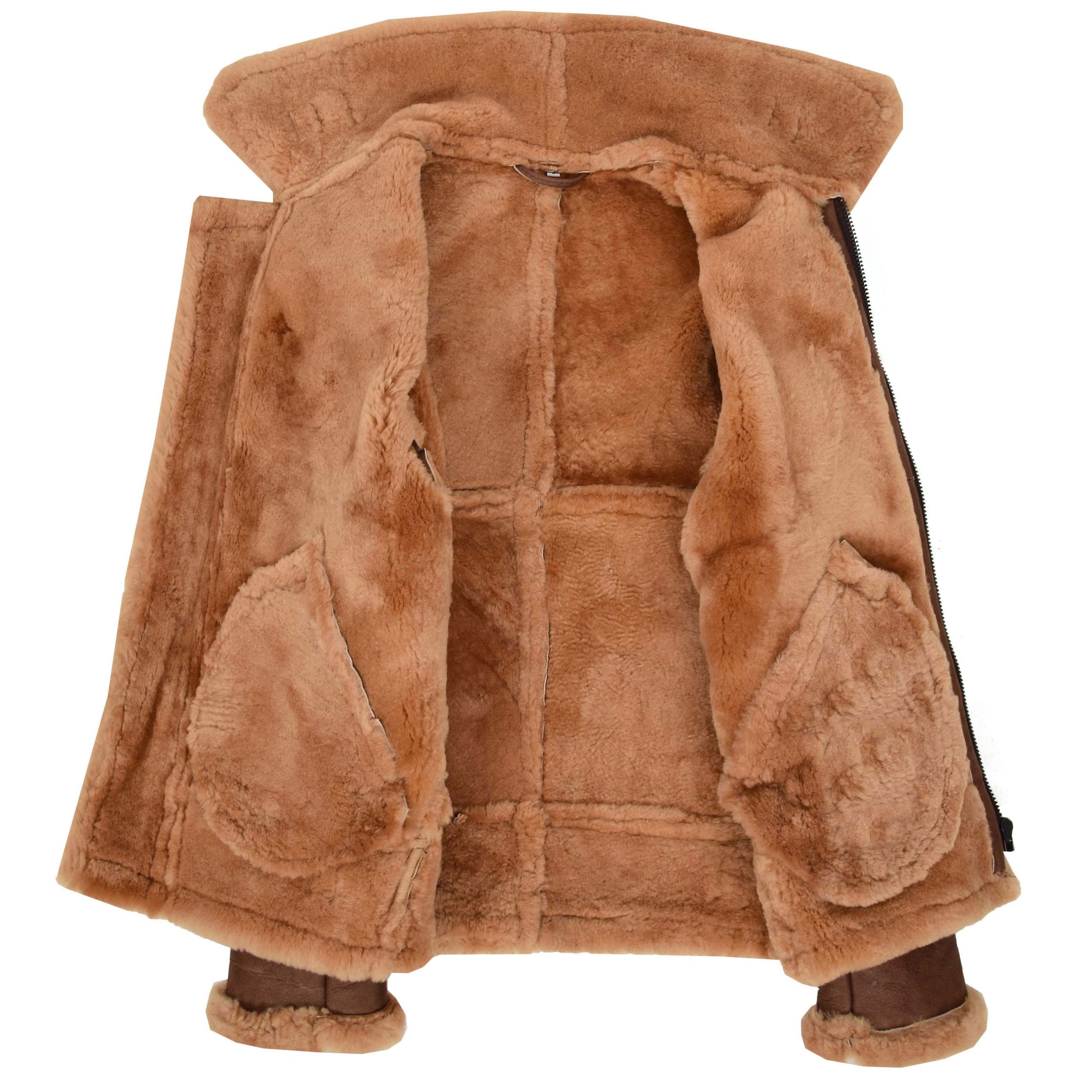 Mens B3 Sheepskin Vintage Flying Jacket Dynamo Tan