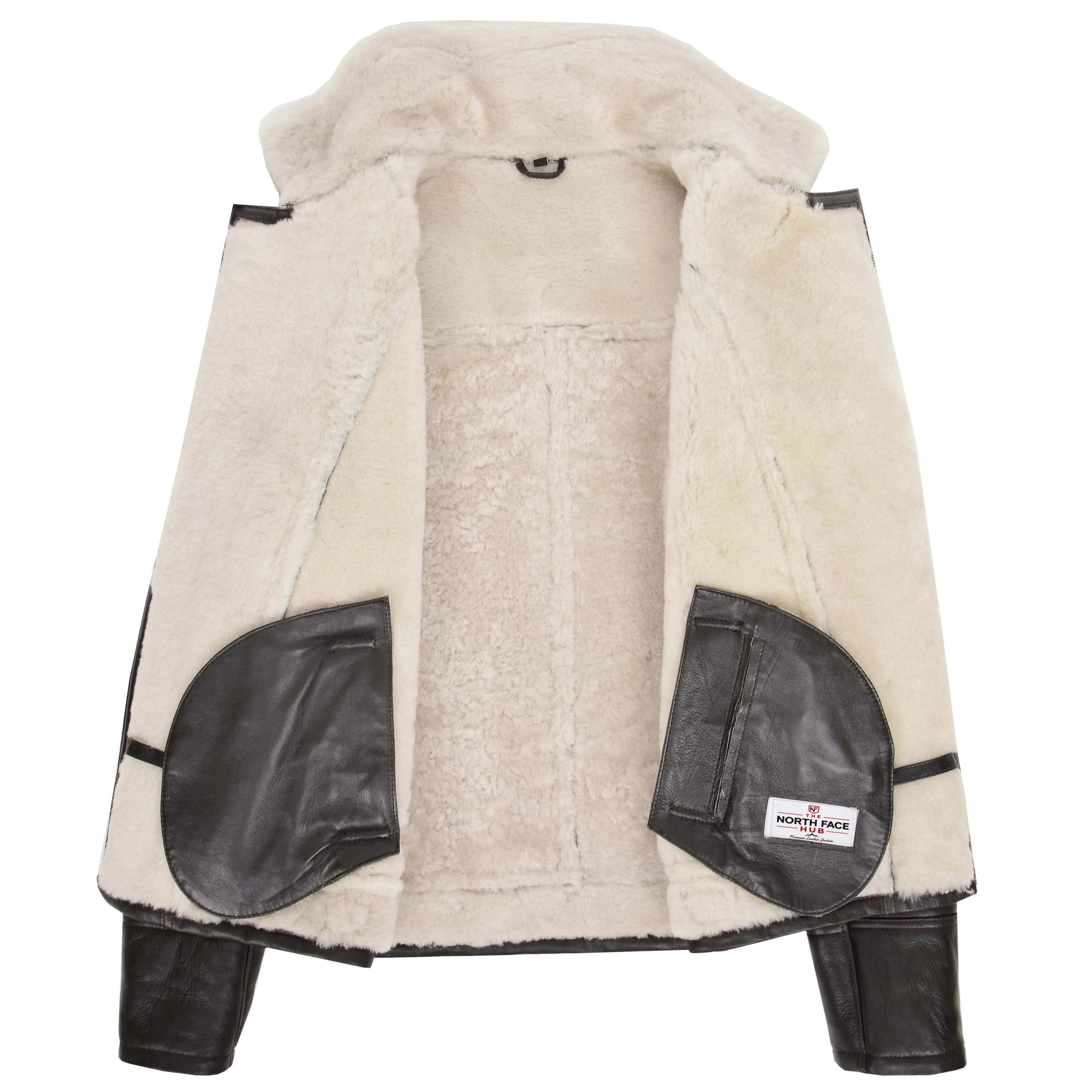 Mens Aviator Sheepskin Pilot Jacket Zenith Brown White