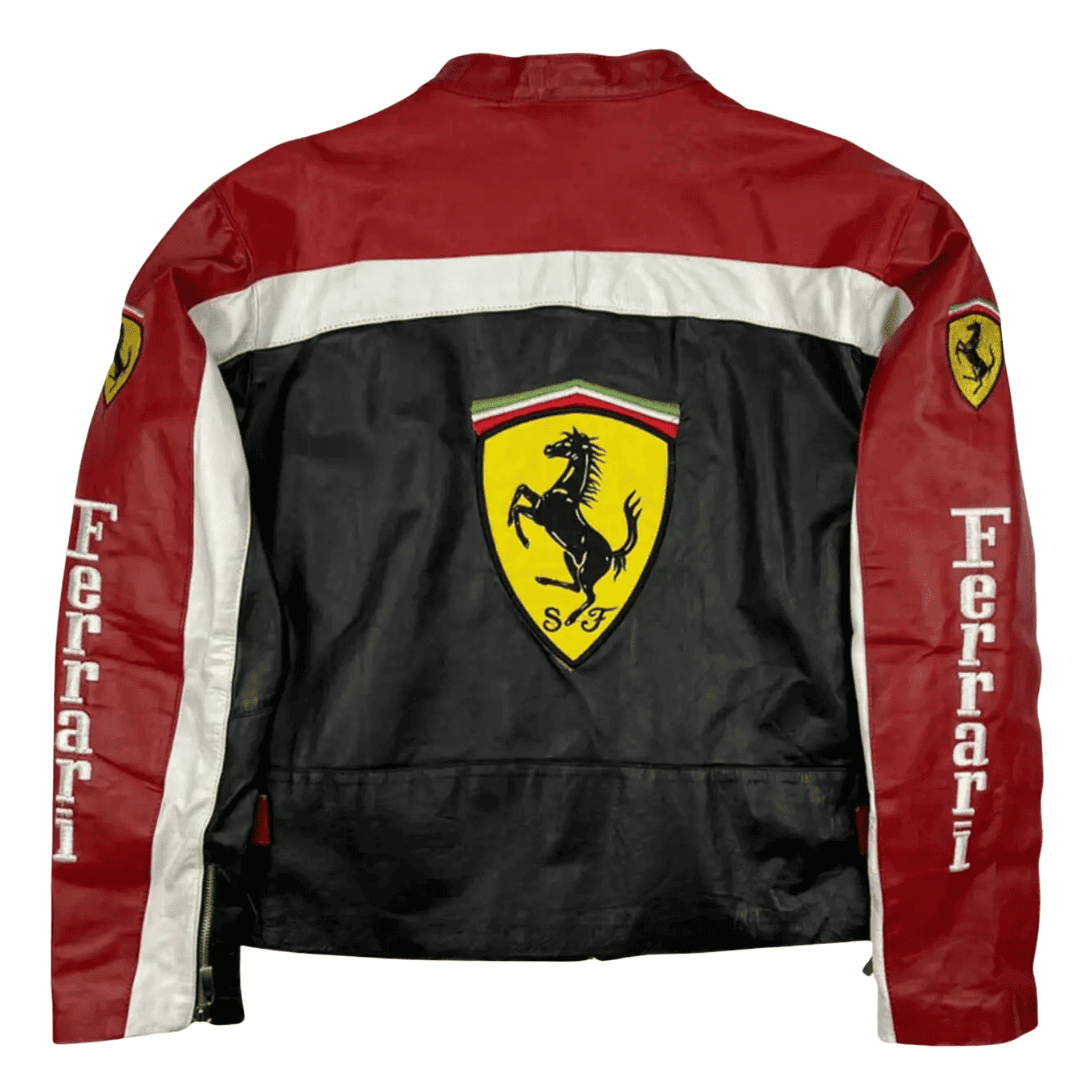 Handmade Men’s Ferrari Black Leather Racing Jacket F1 Inspired Biker Coat