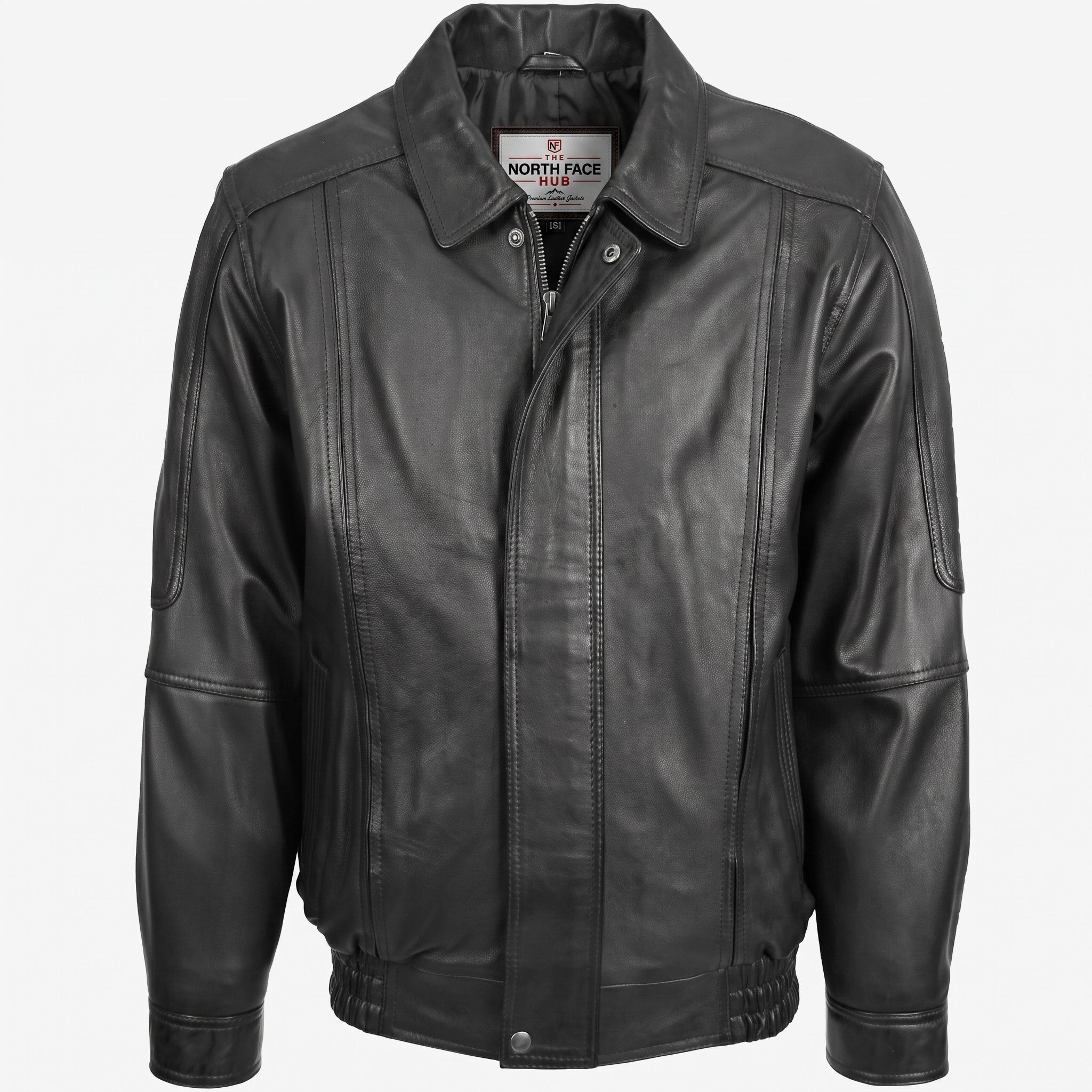 Mens Bomber Leather Jacket Classic Style Jim Nova Black