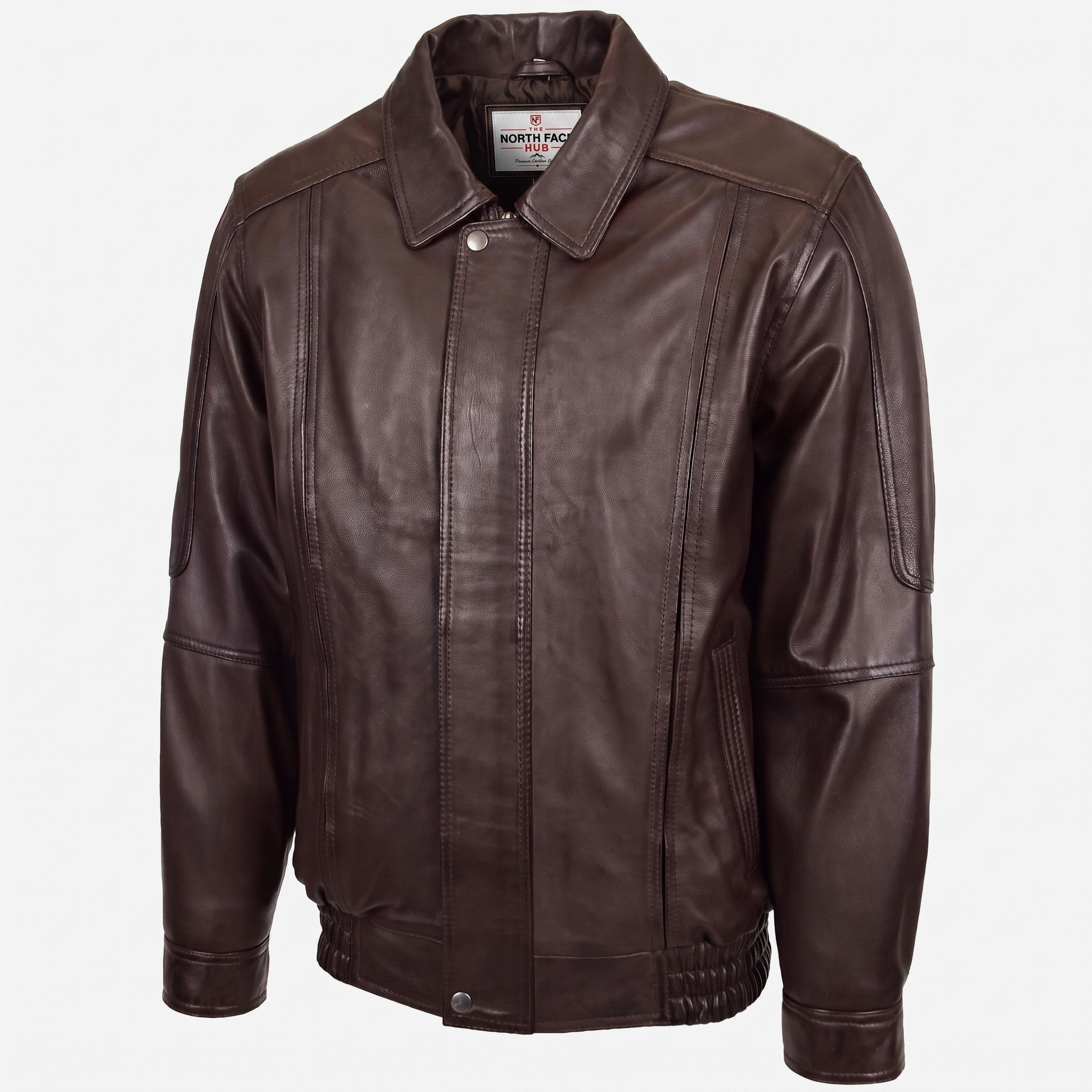 Mens Bomber Leather Jacket Classic Style Jim Zenith Brown Nappa