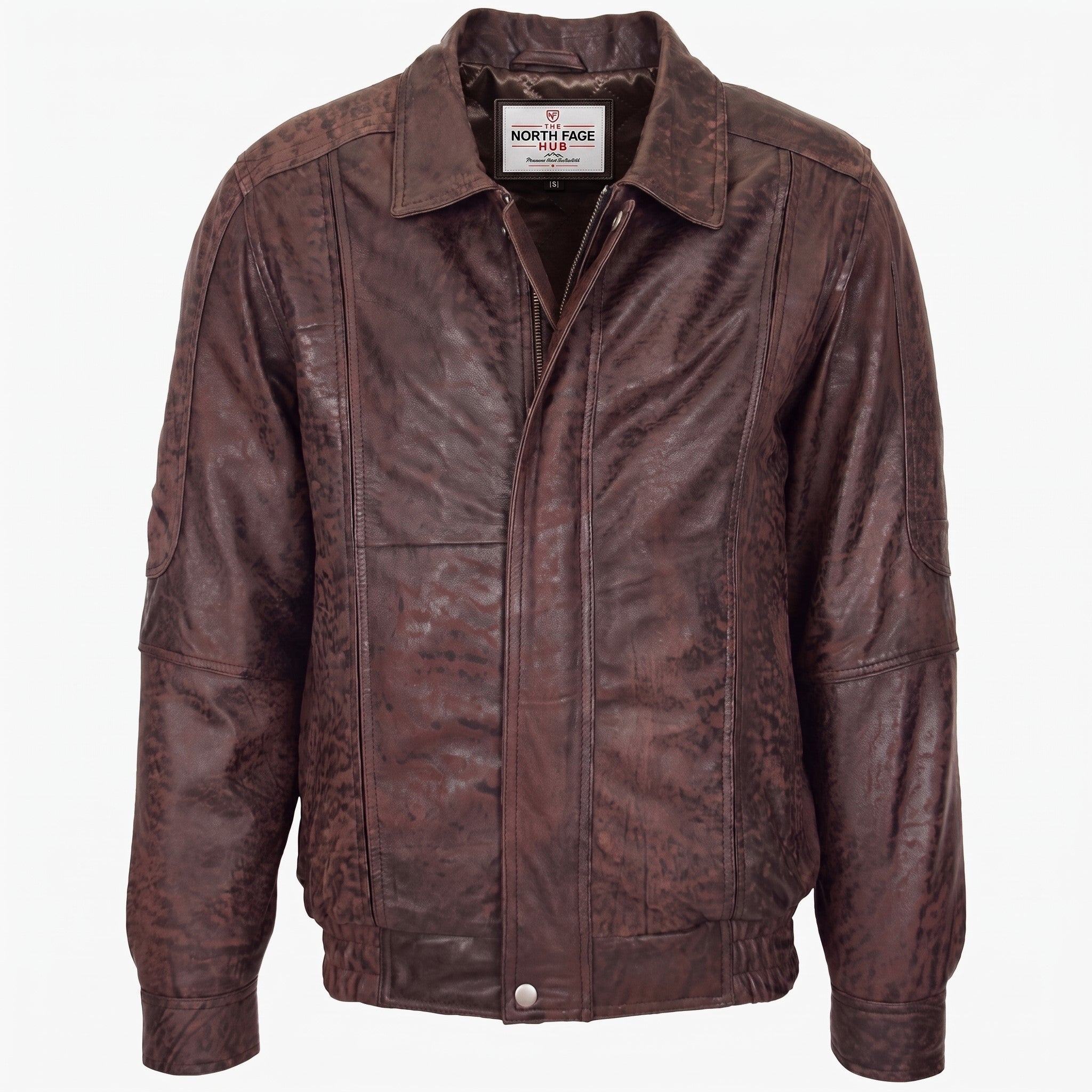 Mens Bomber Leather Jacket Classic Style Jim Zenith Brown Nubuck