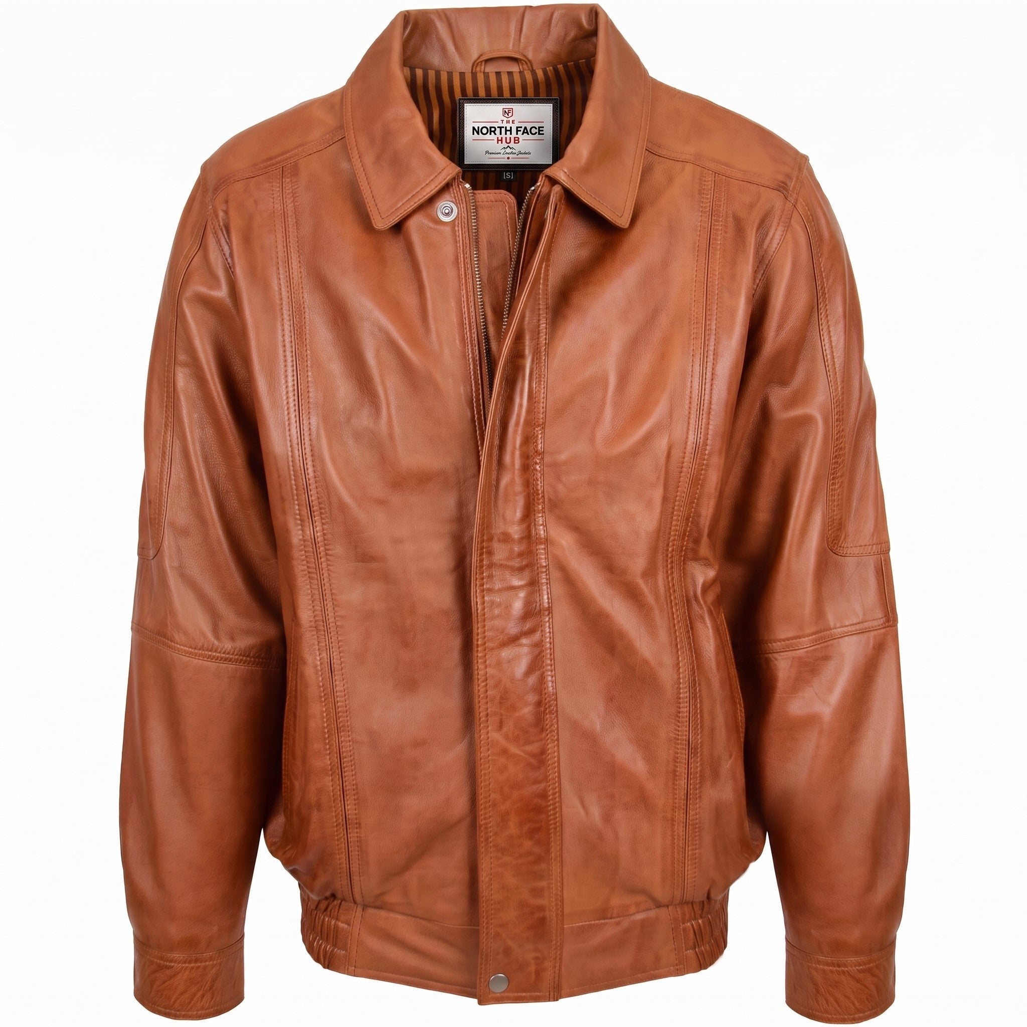 Mens Bomber Leather Jacket Classic Style Jim Dynamo Tan