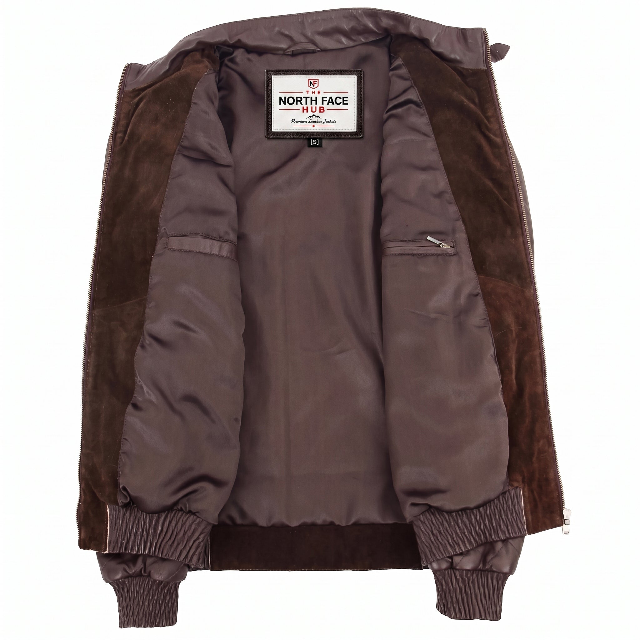 Mens Leather and Suede Bomber Varsity Jacket Bradley Zenith Brown