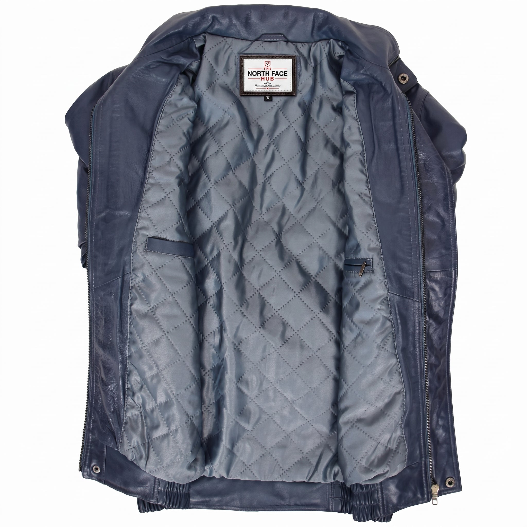 Mens Leather Bomber Blouson Jacket Robert Radiant Blue
