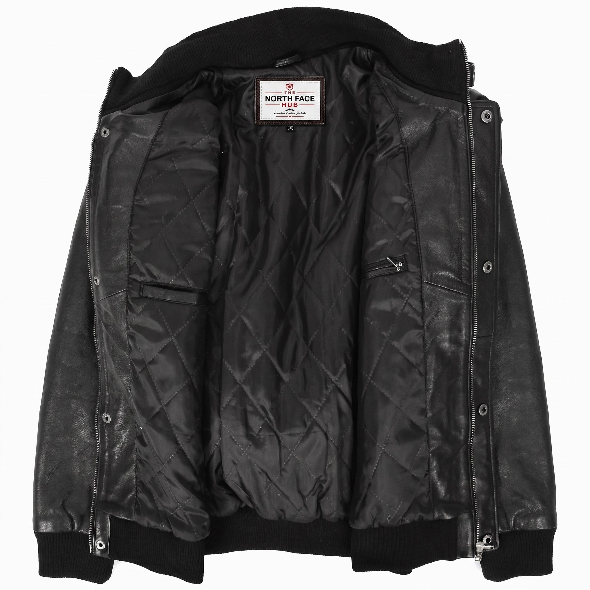 Mens Leather Bomber Flight Jacket Tom Nova Black