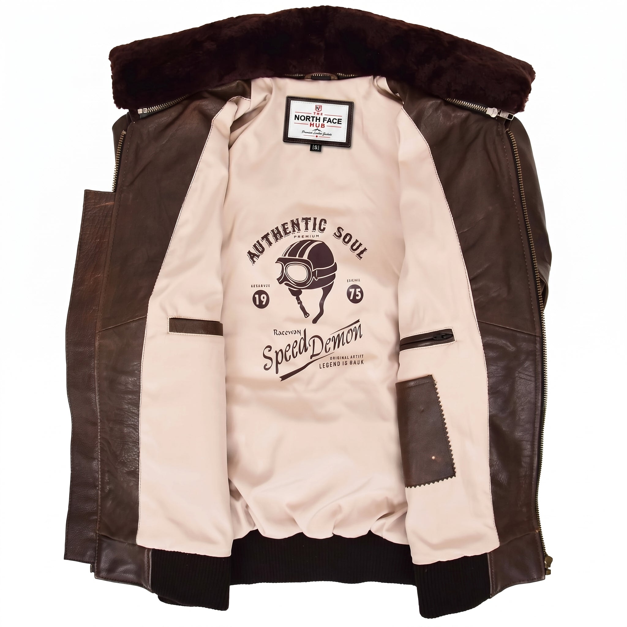 Mens Bomber Leather Jacket Air Force Style Lester Zenith Brown