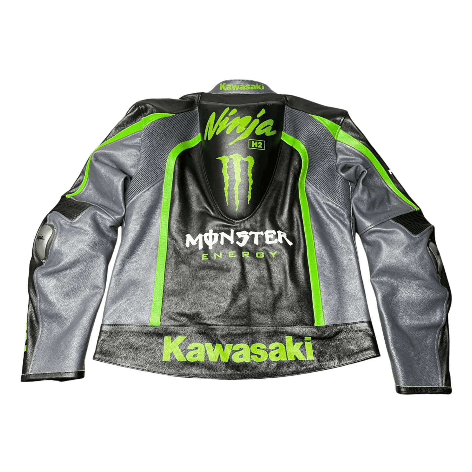 Men’s Kawasaki Racing Leather Jacket Black CE Armor Motorcycle Biker Jacket