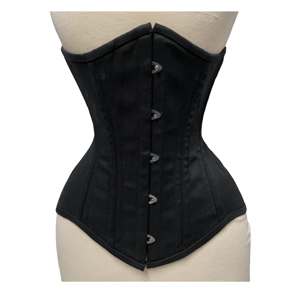 Handcrafted Longline Underbust Steel Boned Corset Black Waist Training Shapewear