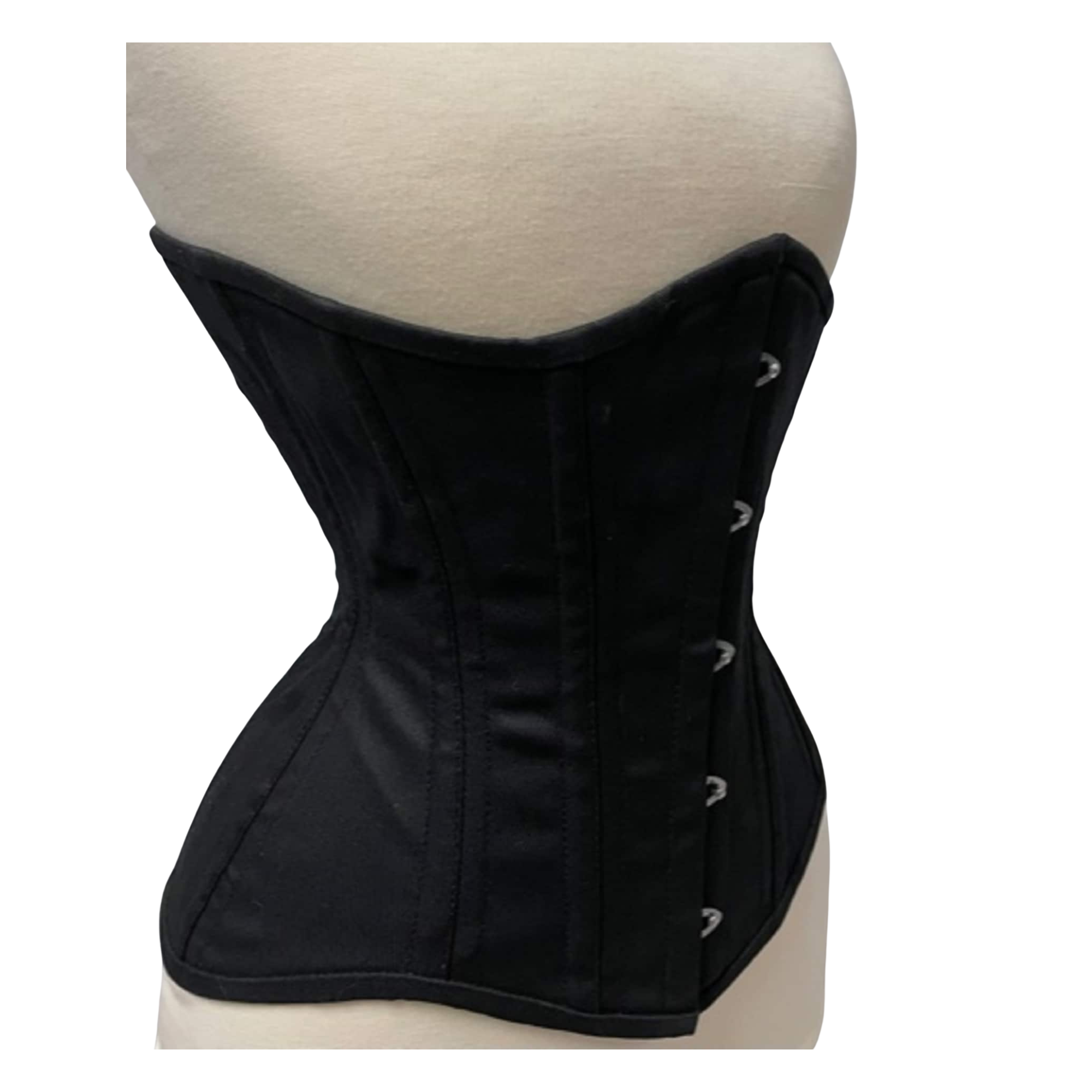 Handcrafted Longline Underbust Steel Boned Corset Black Waist Training Shapewear