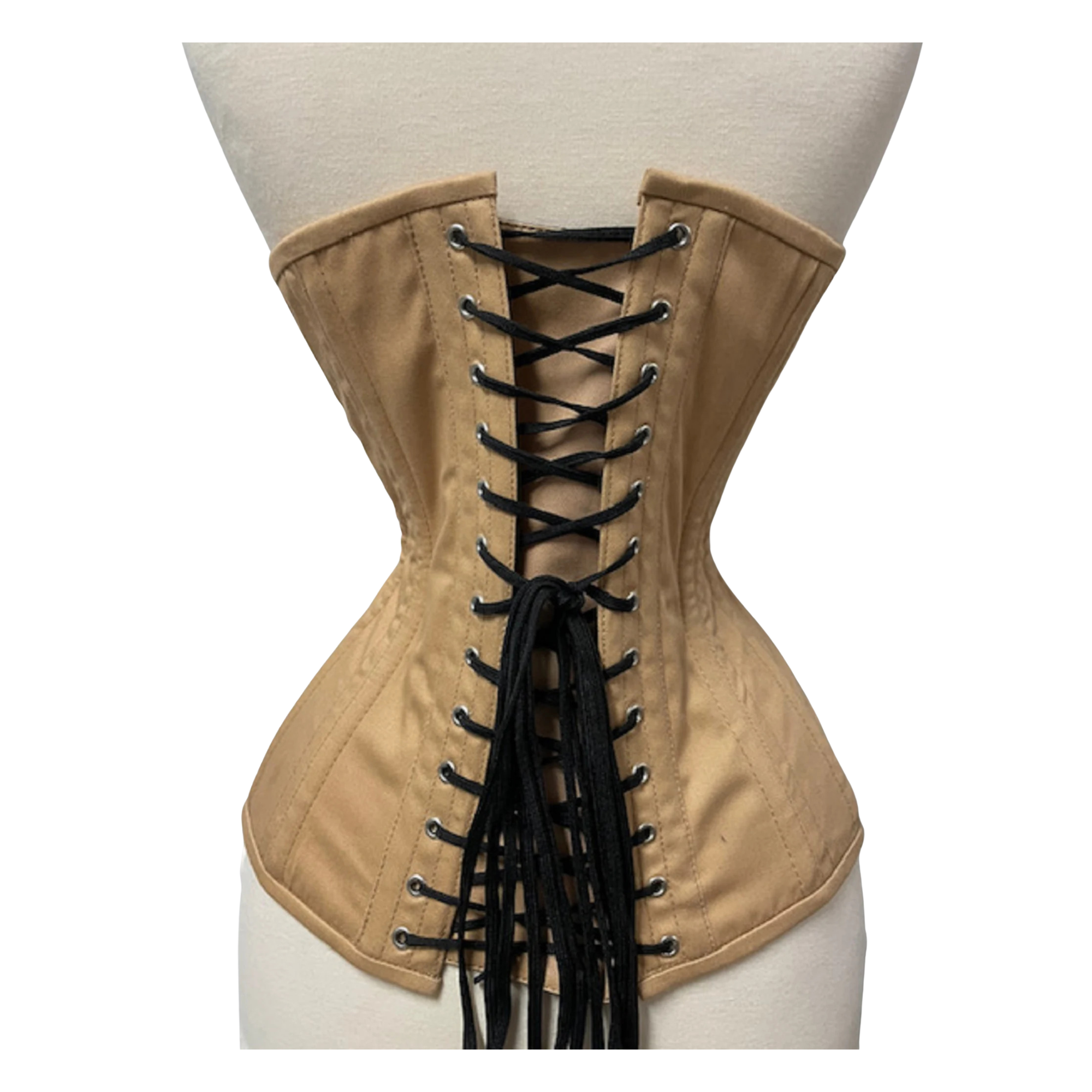 Handmade Beige Longline Underbust Corset Steel Boned Tightlacing Waist Trainer