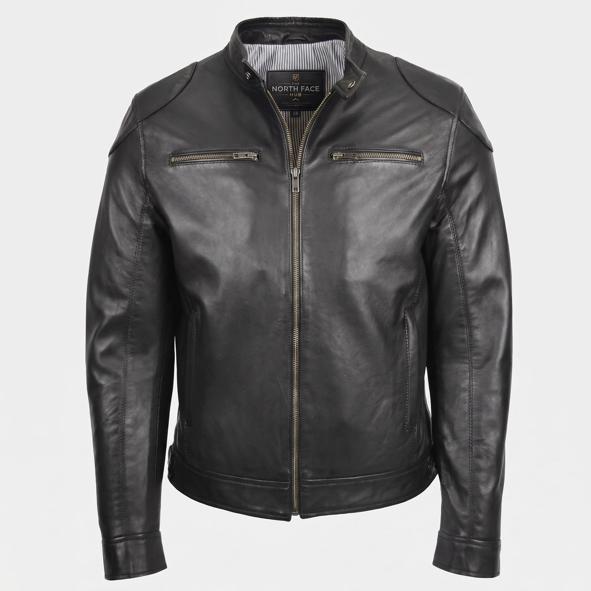 Mens Biker Soft Casual Leather Jacket Milton Black