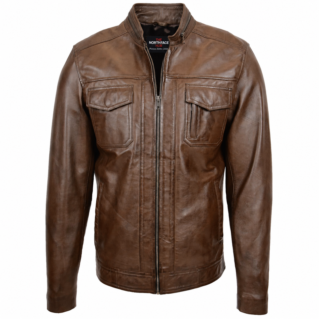 Mens Casual Biker Leather Jacket Jamie Timber