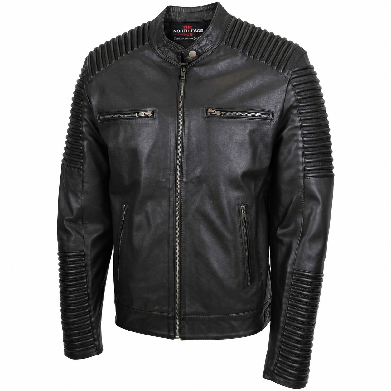 Mens Casual Soft Leather Biker Jacket Nelson Black