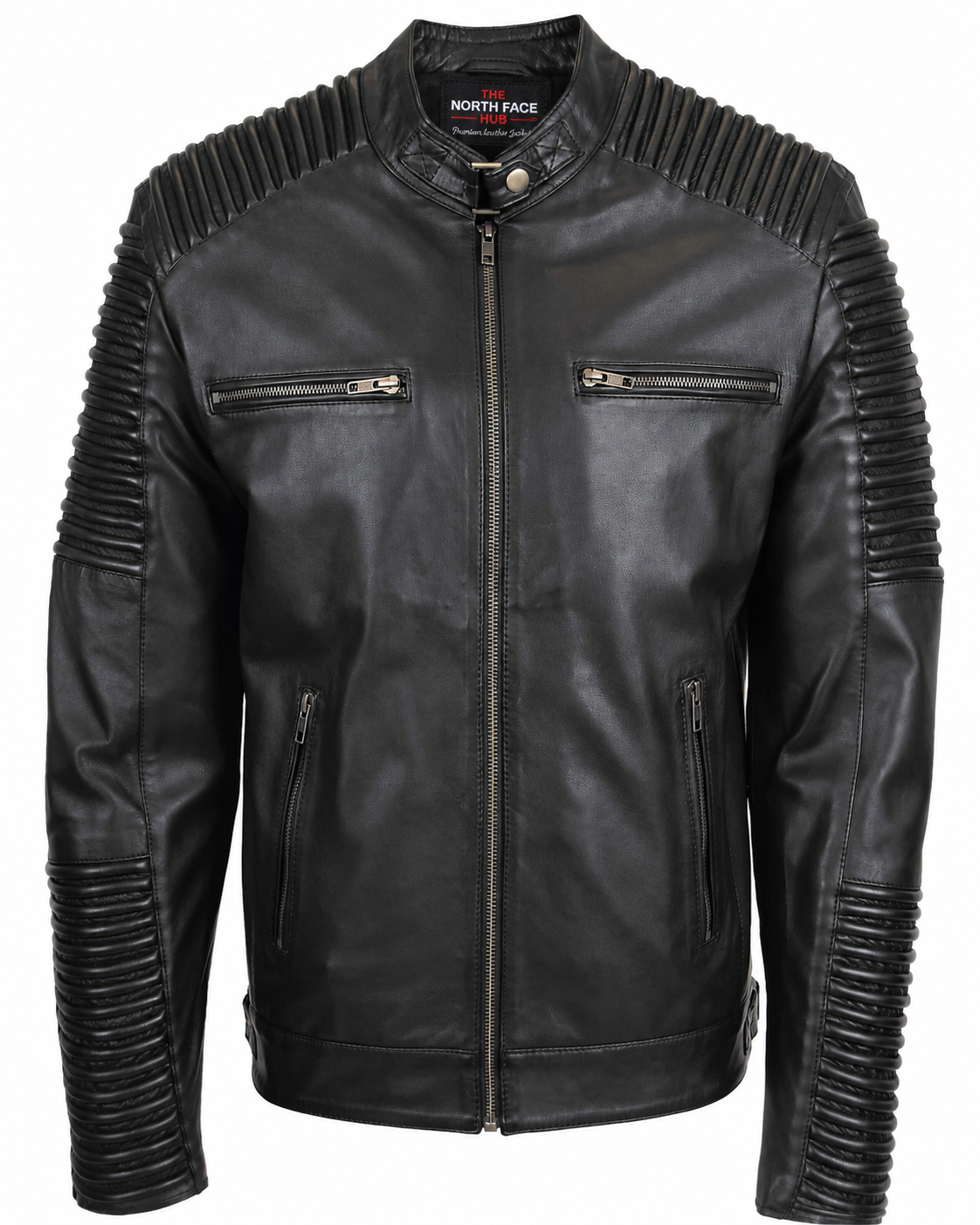 Mens Casual Soft Leather Biker Jacket Nelson Black