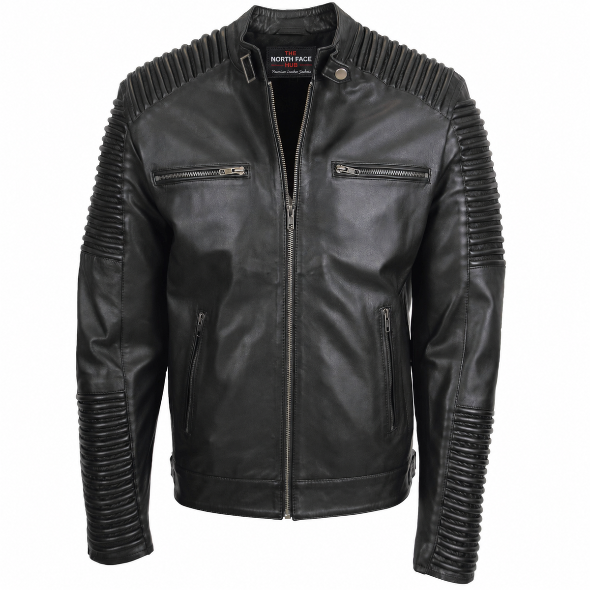 Mens Casual Soft Leather Biker Jacket Nelson Black
