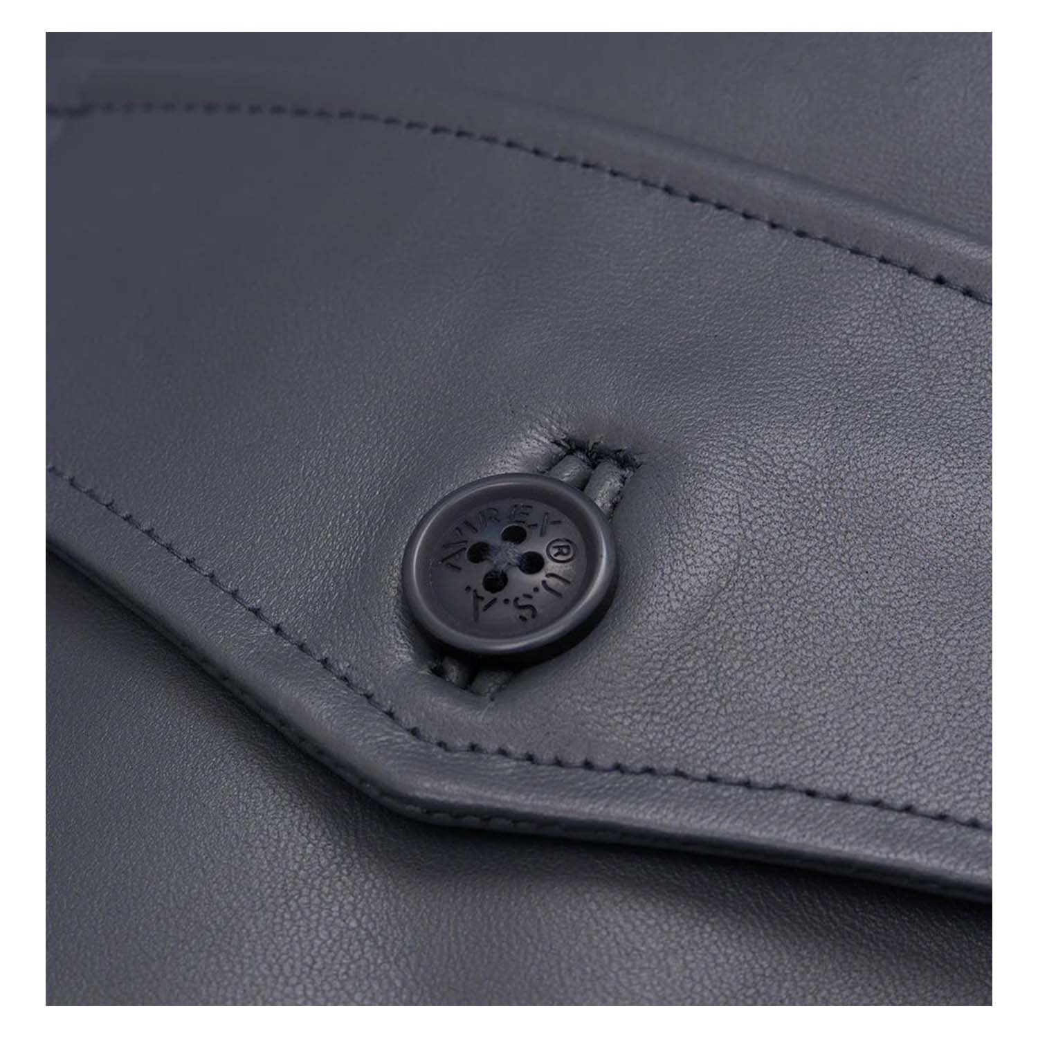 Men's Avirex G-1 Leather Bomber Jacket – Dark Grey Flight Jacket with Shearling Collar