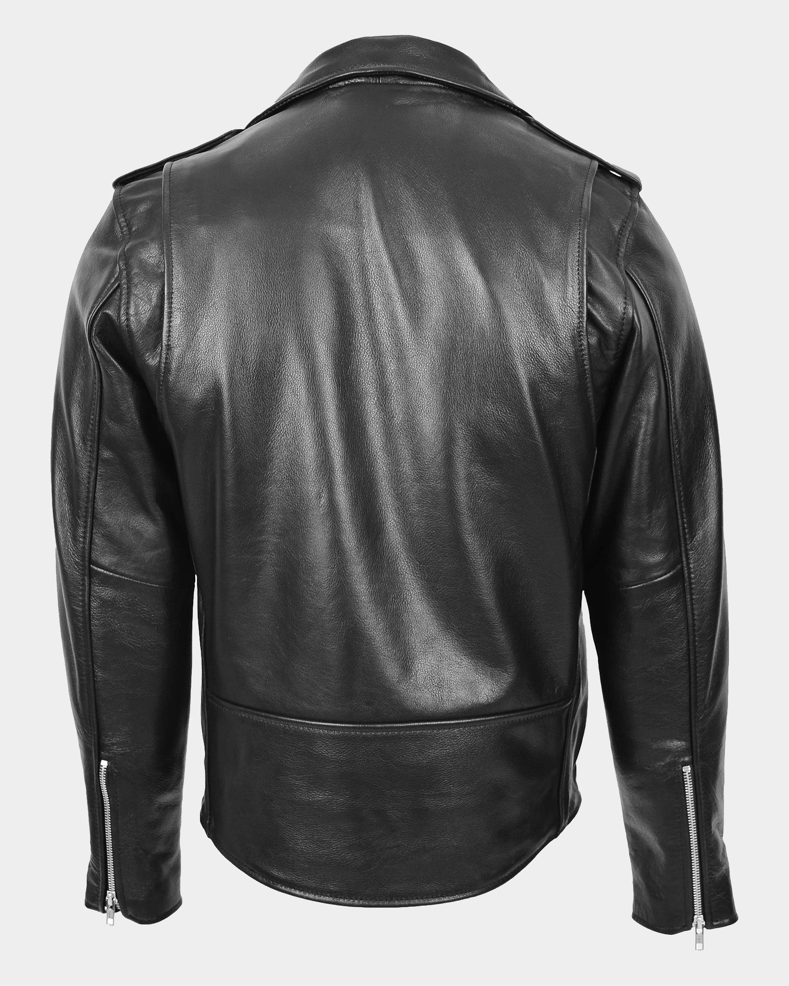 Mens Heavy Duty Leather Biker Brando Jacket Nova Black