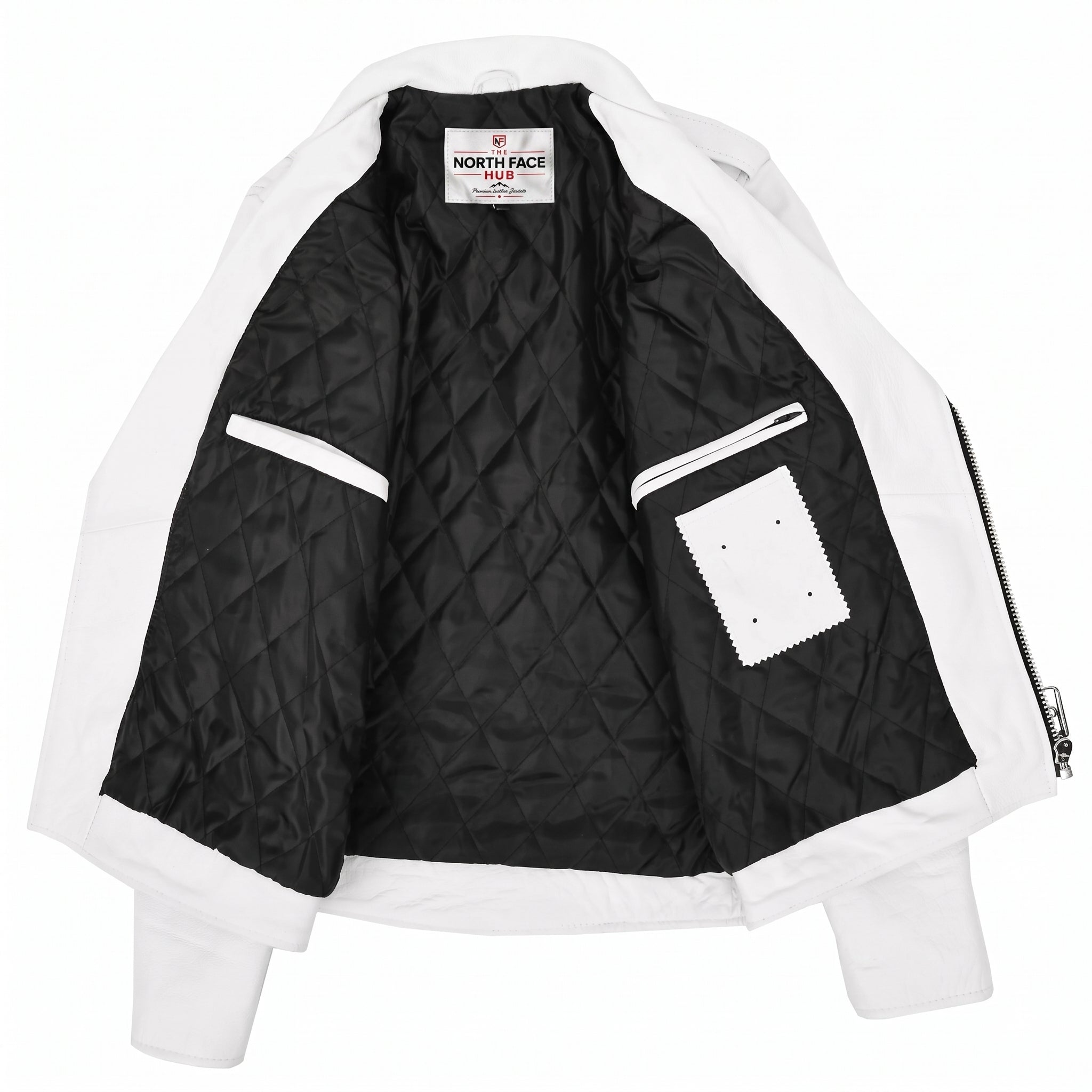 Mens Heavy Duty Leather Biker Brando Jacket Astral White
