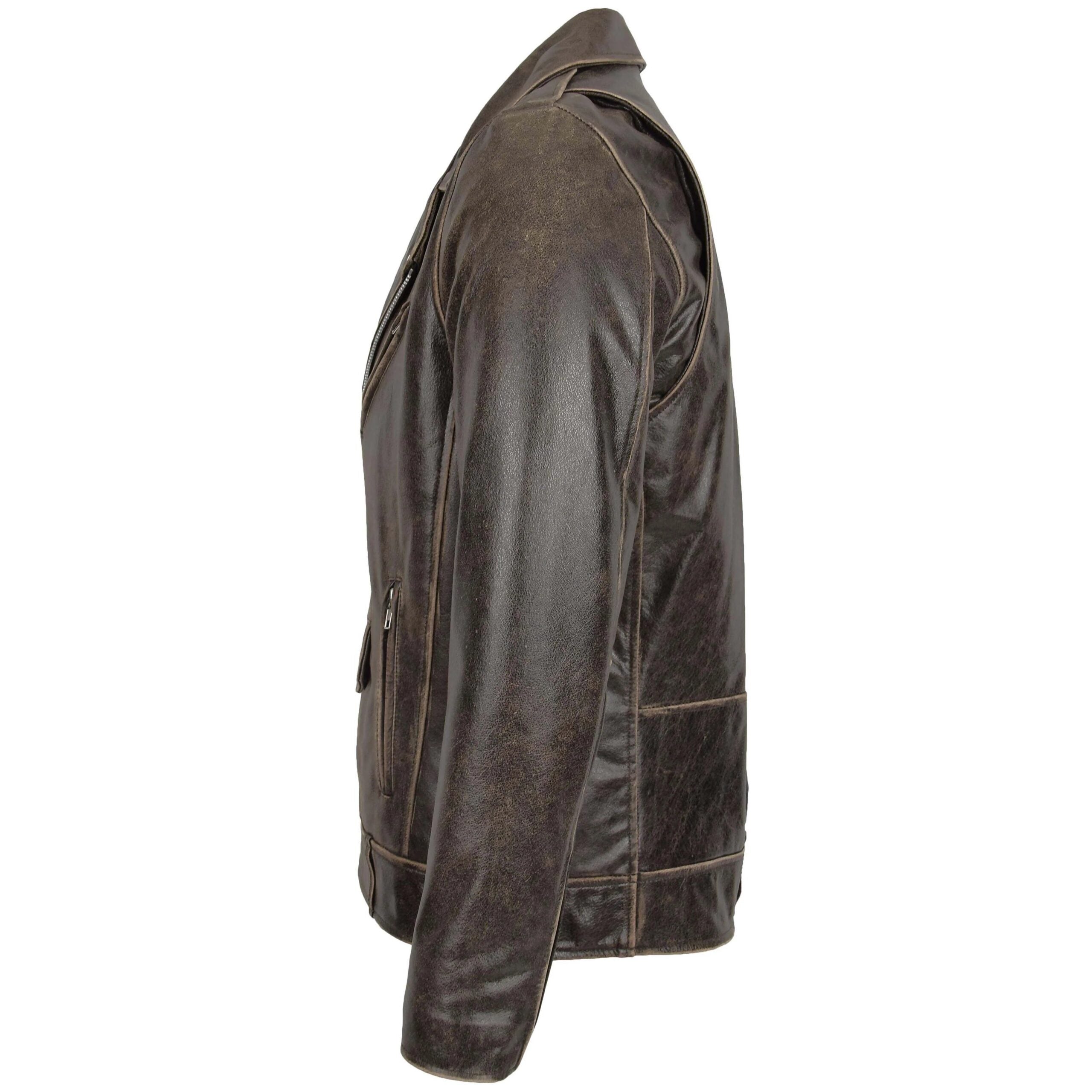 Mens Leather Biker Brando Design Jacket Neil Brown
