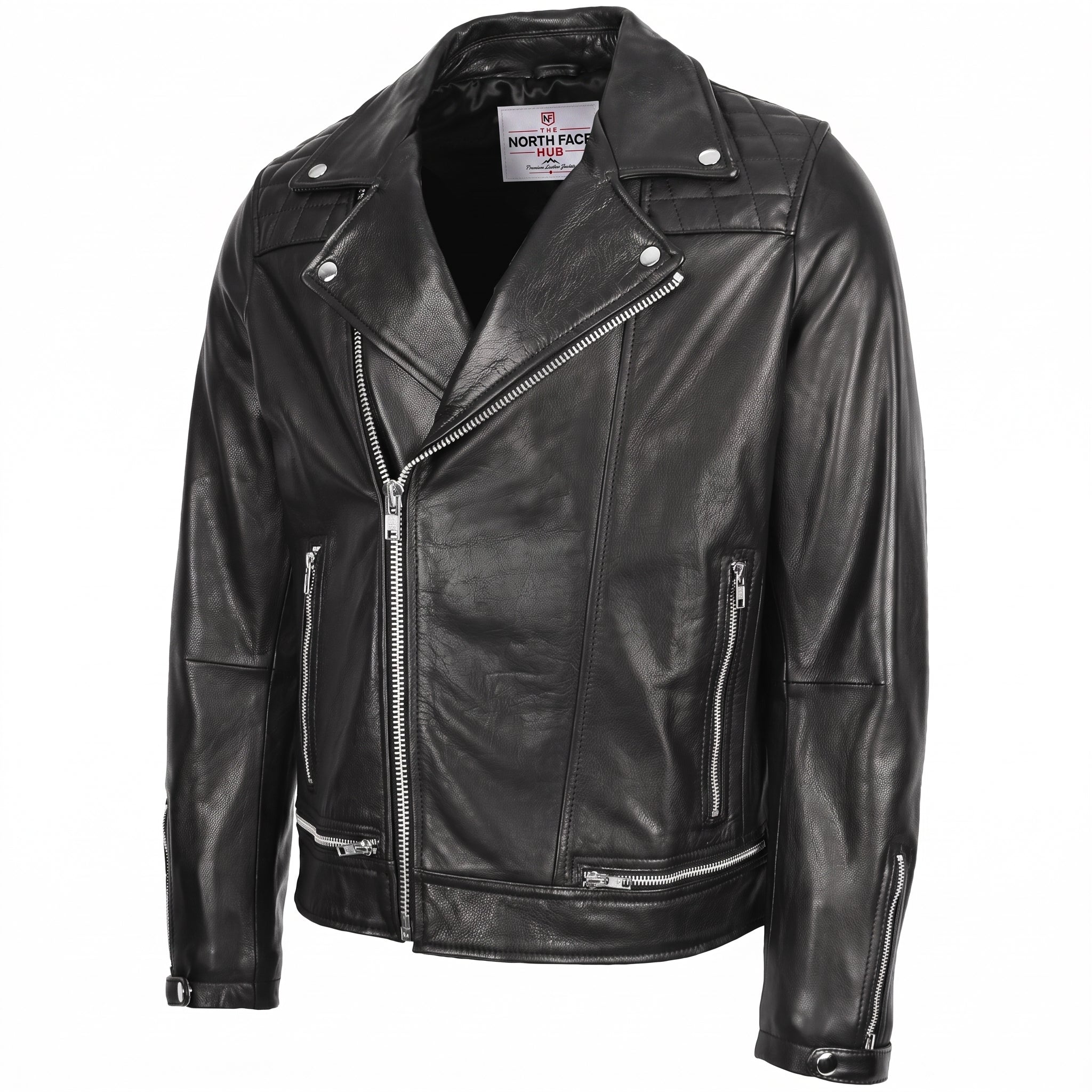Mens Leather Biker Brando Design Jacket Sean Black