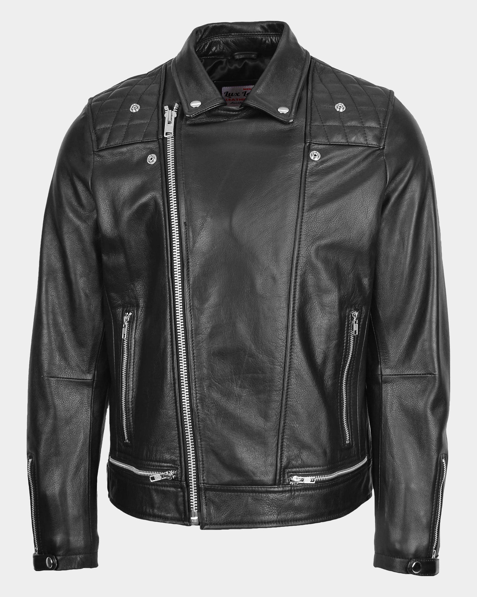 Mens Leather Biker Brando Design Jacket Sean Black