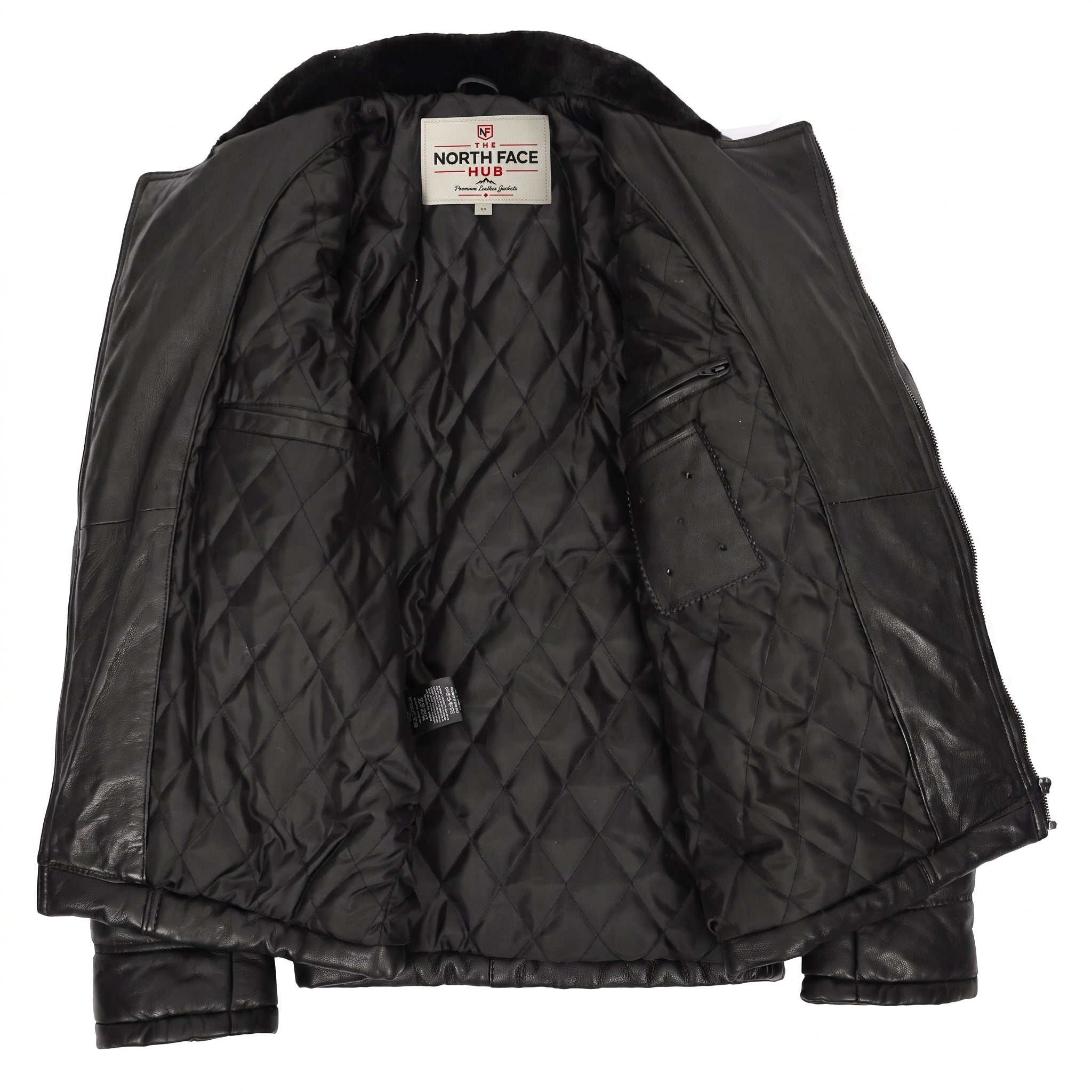 Mens Leather Biker Style Puffer Jacket Ronnie Nova Black