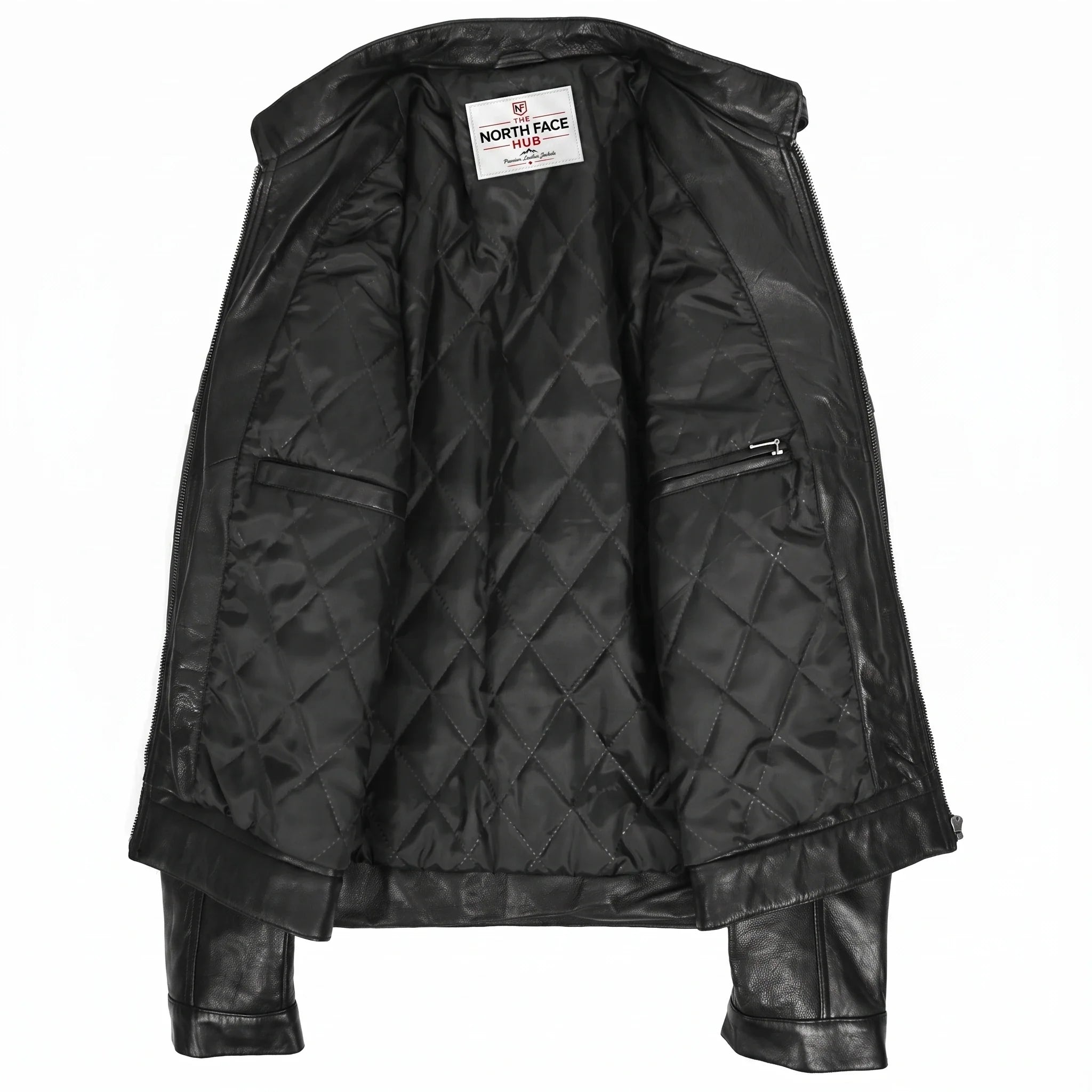 Mens Leather Cafe Racer Biker Jacket Ron Nova Black