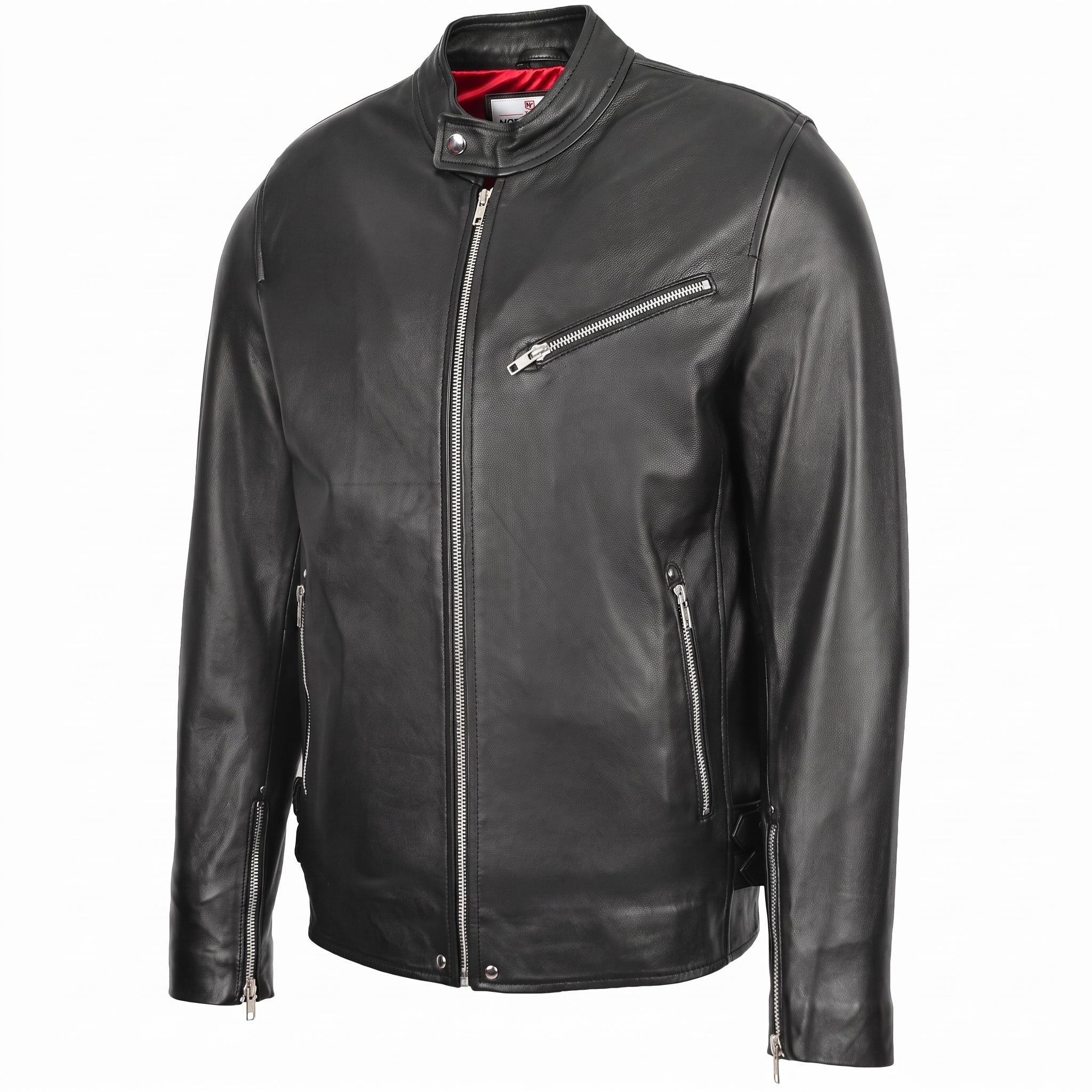 Mens Leather Cafe Racer Casual Biker Jacket Gerard Nova Black