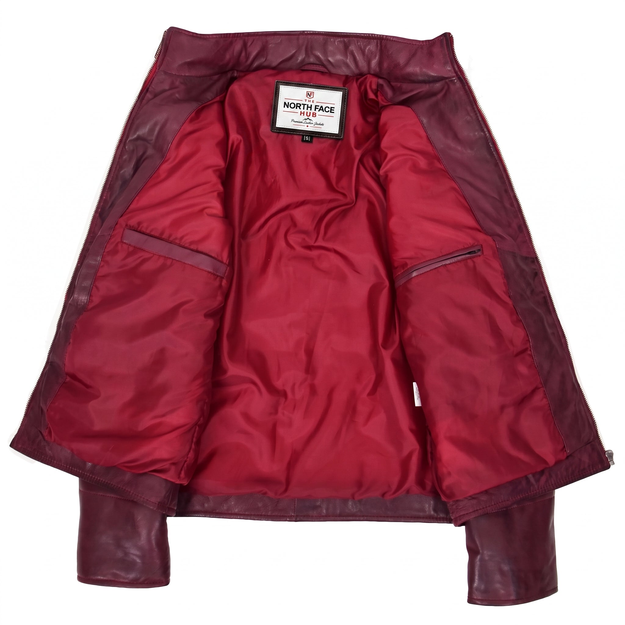 Mens Leather Hooded Puffer Jacket Infinite Burgundy
