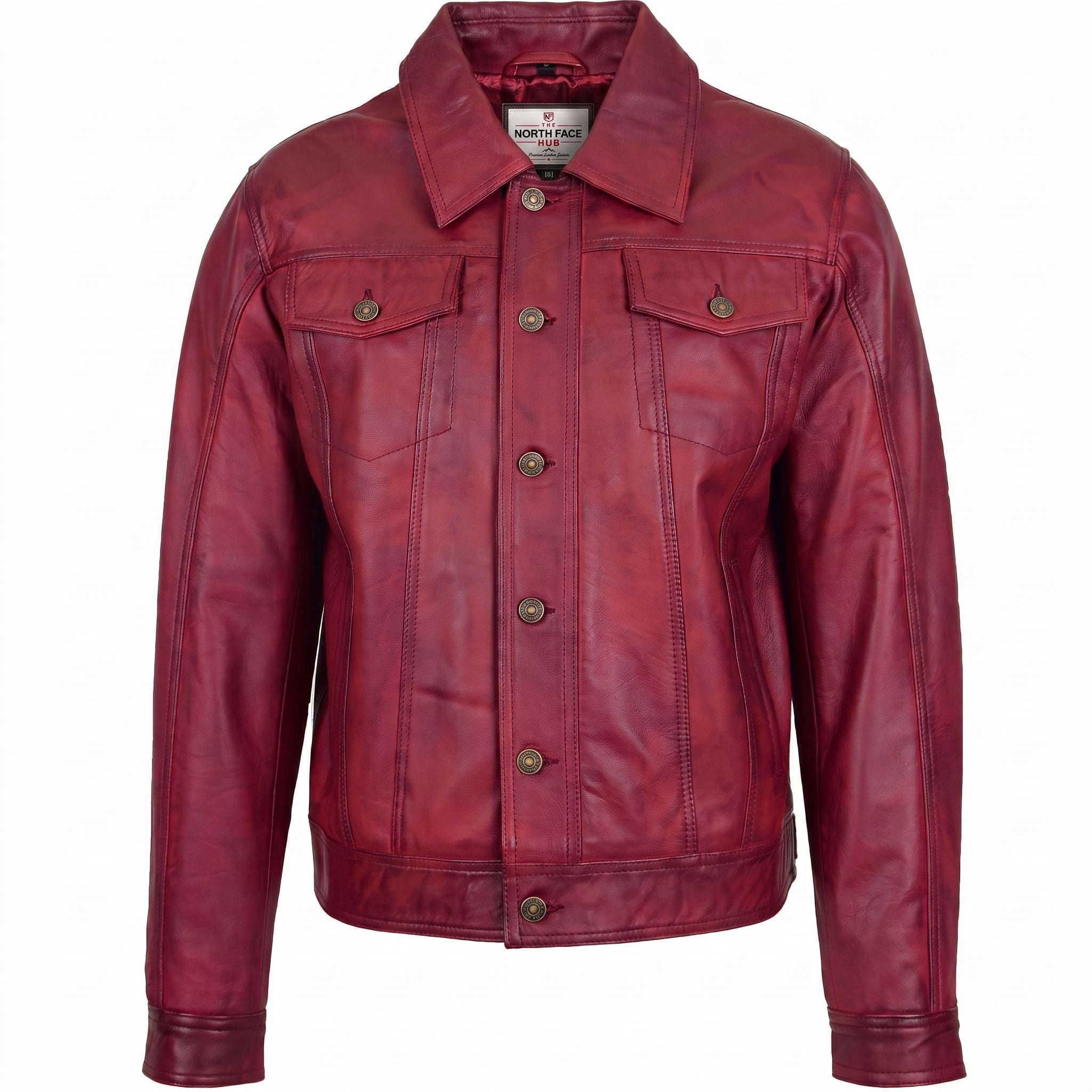 Mens Leather Lee Rider Casual Jacket Terry Infinite Burgundy