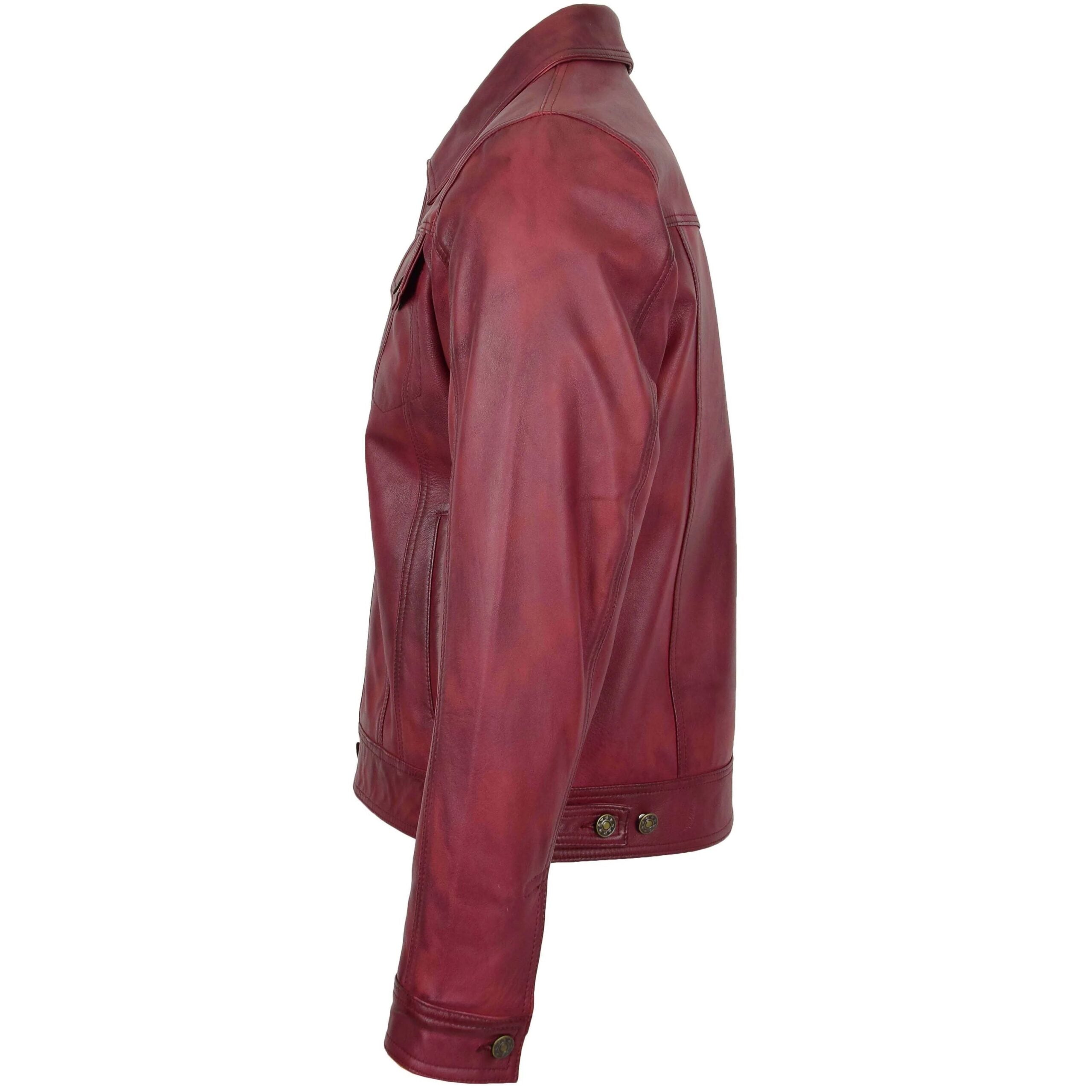 Mens Leather Lee Rider Casual Jacket Terry Infinite Burgundy