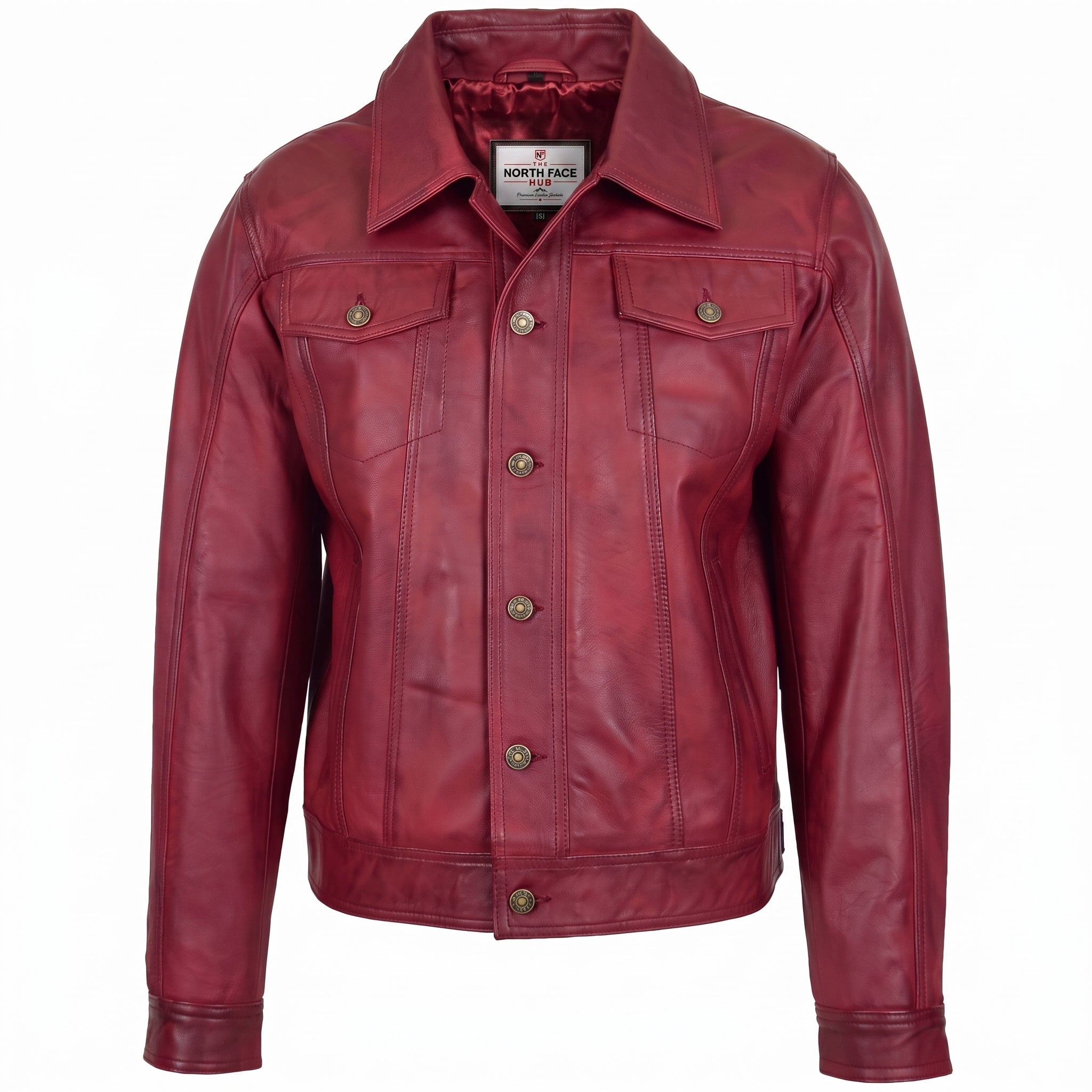Mens Leather Lee Rider Casual Jacket Terry Infinite Burgundy