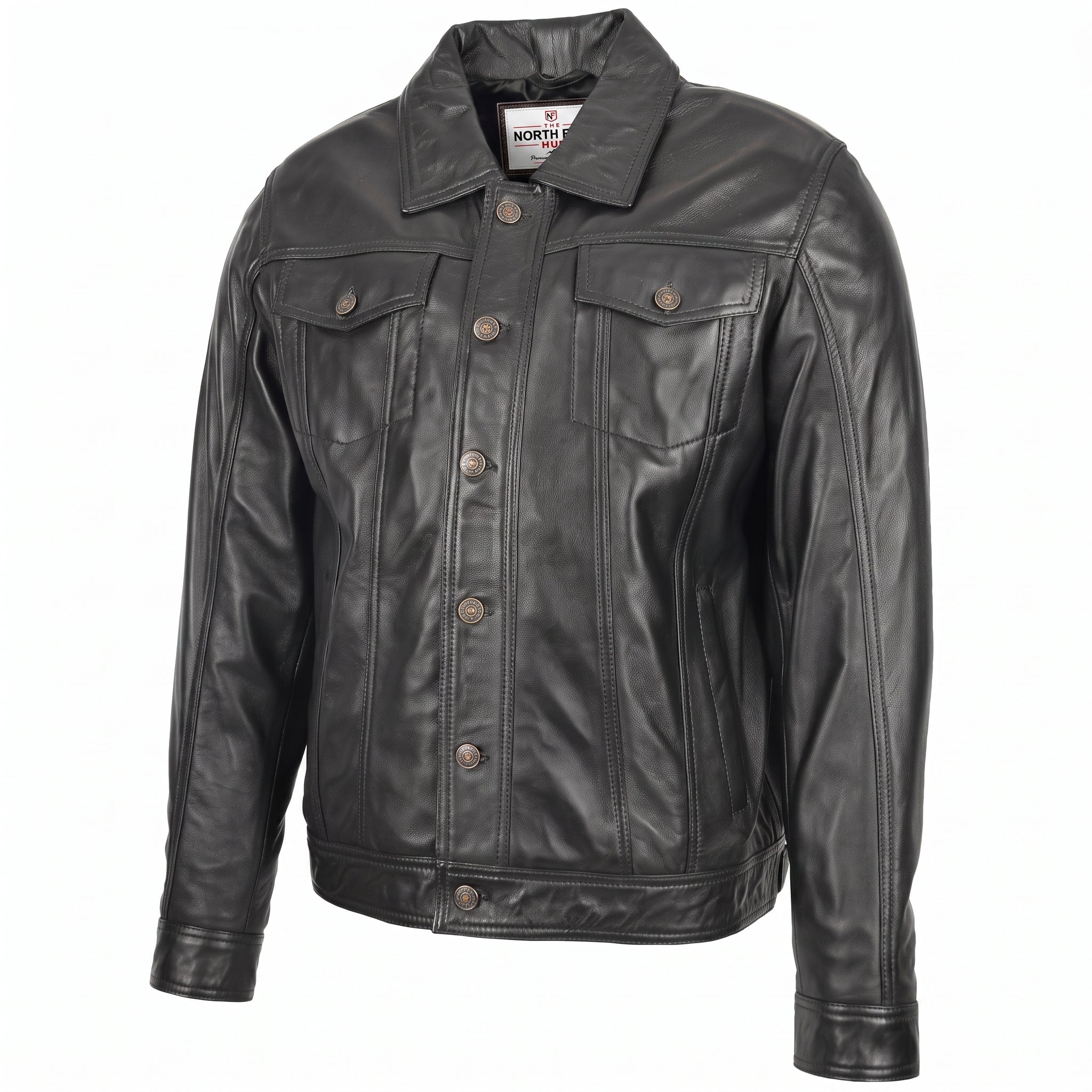 Mens Leather Lee Rider Casual Jacket Terry Nova Black