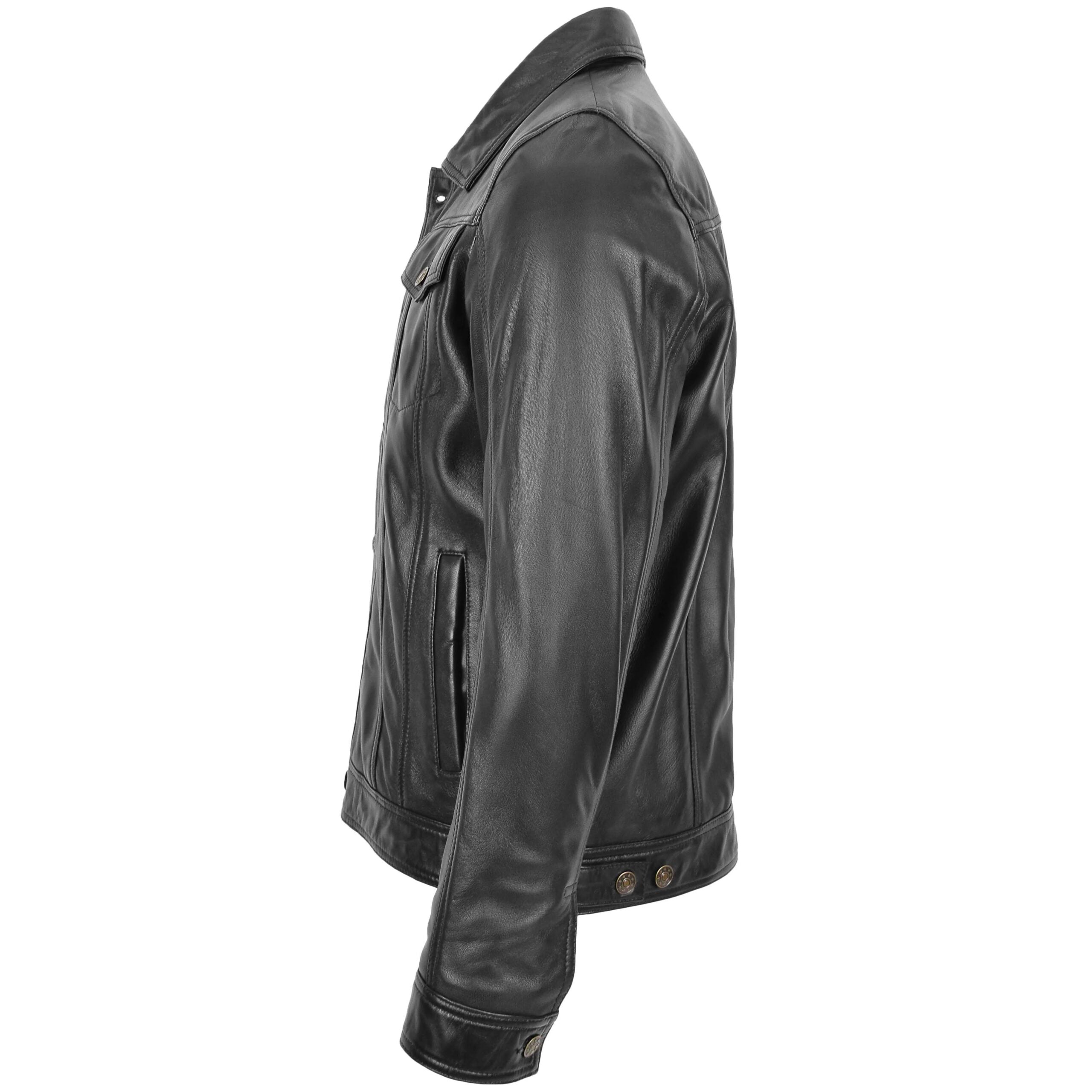 Mens Leather Lee Rider Casual Jacket Terry Nova Black