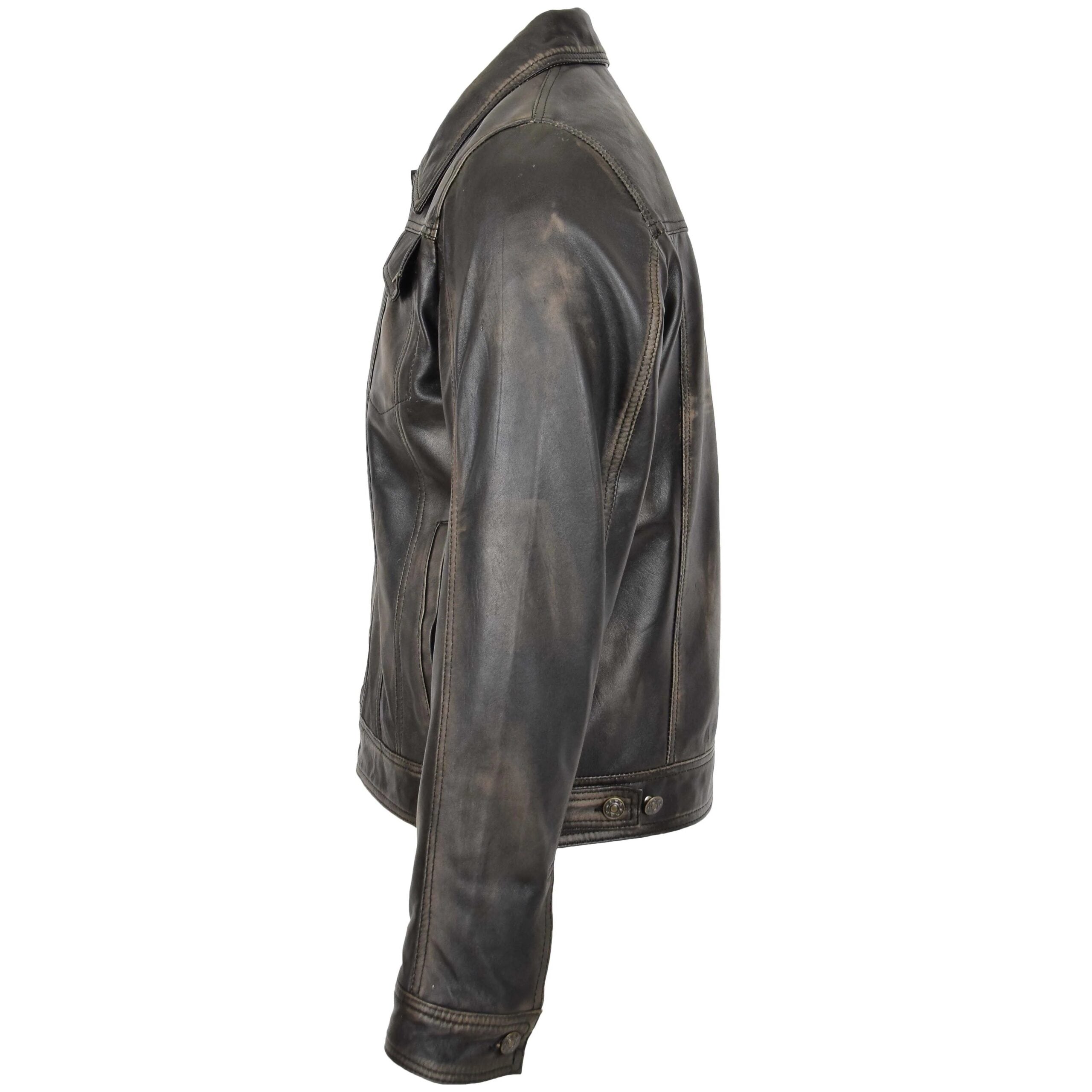 Mens Leather Lee Rider Casual Jacket Terry Nova Black Two Tone