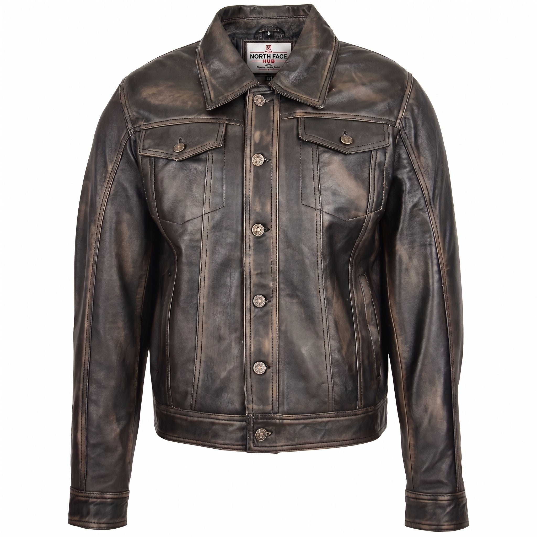 Mens Leather Lee Rider Casual Jacket Terry Nova Black Two Tone