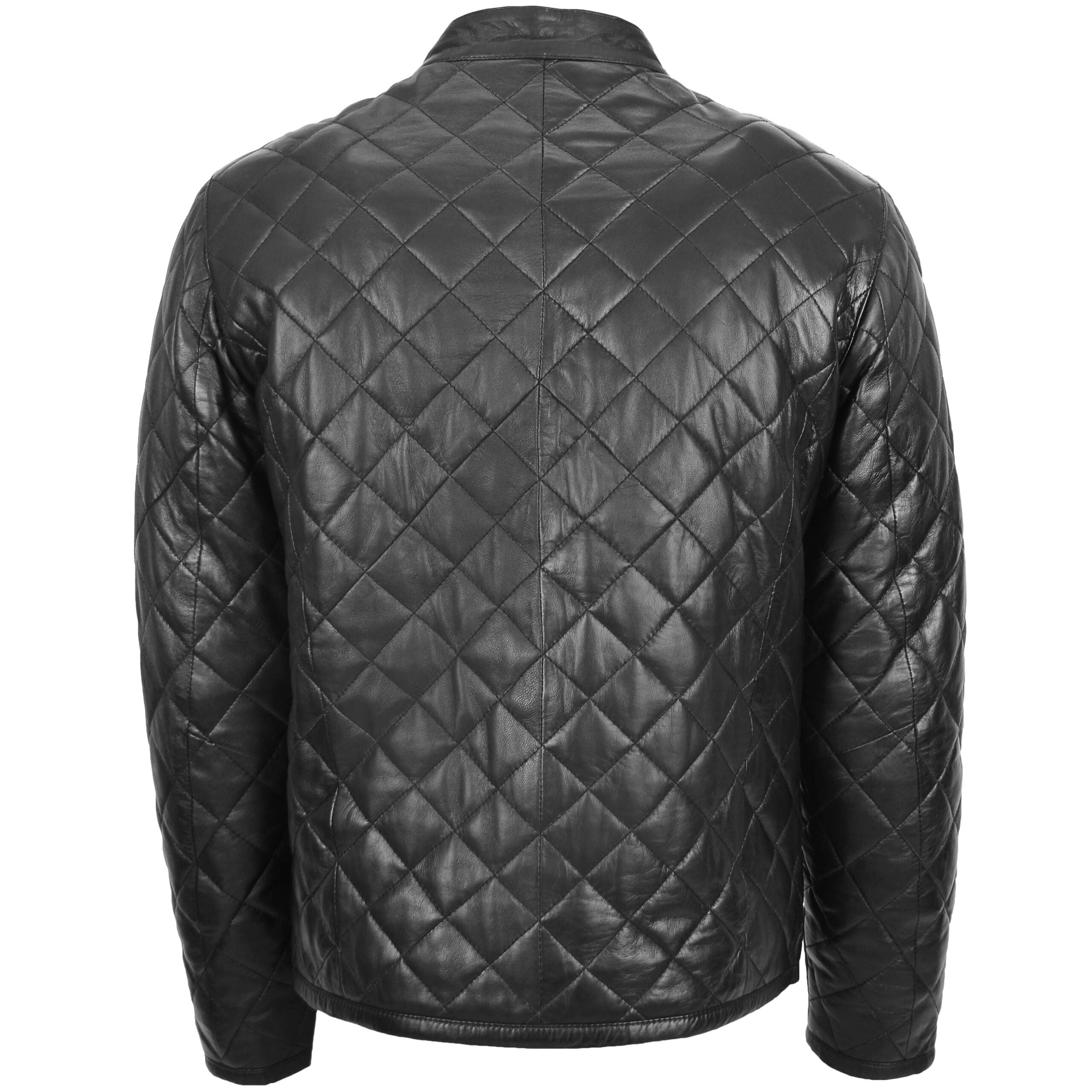 Mens Leather Quilted Anorak Style Jacket Jeff Nova Black