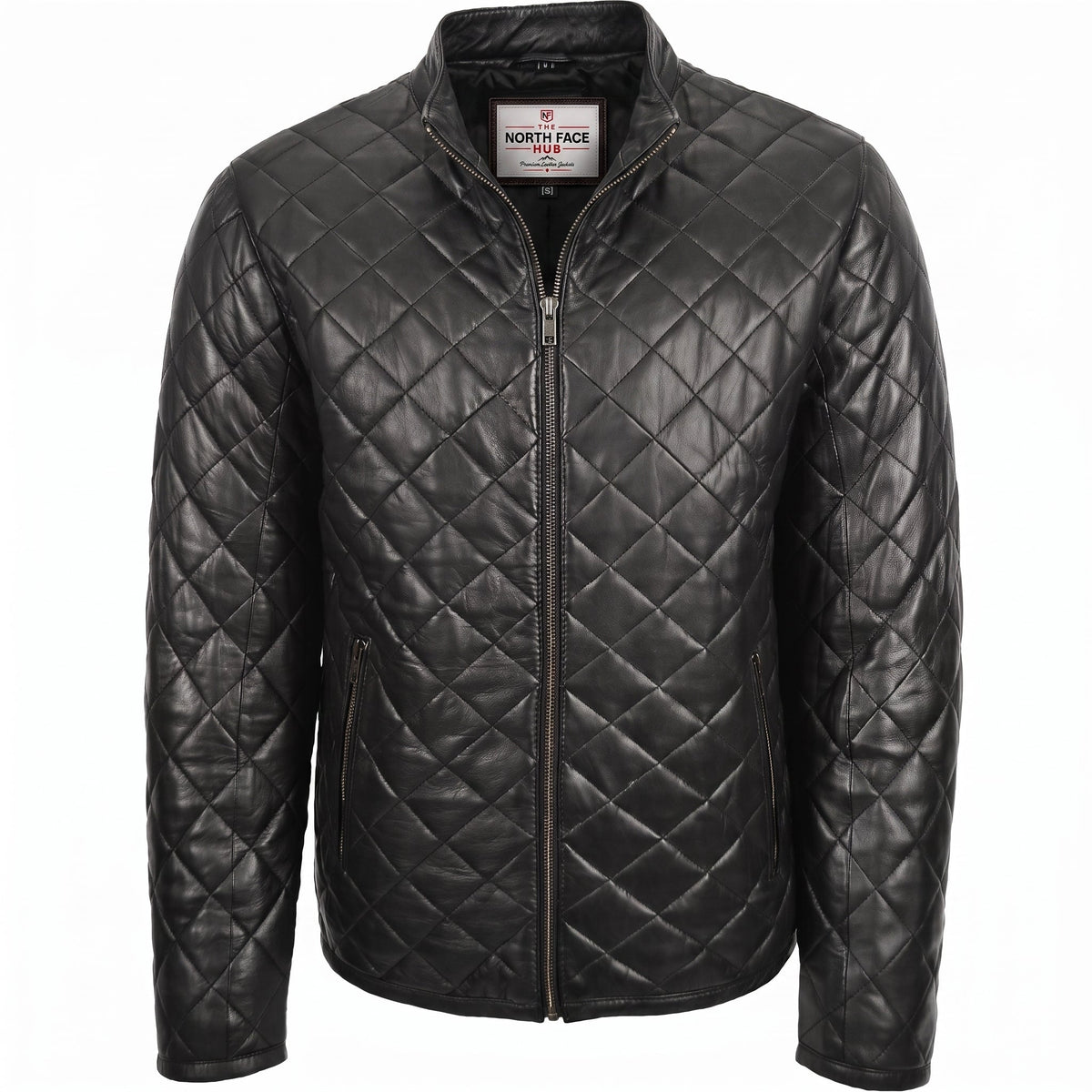 Mens Leather Quilted Anorak Style Jacket Jeff Nova Black