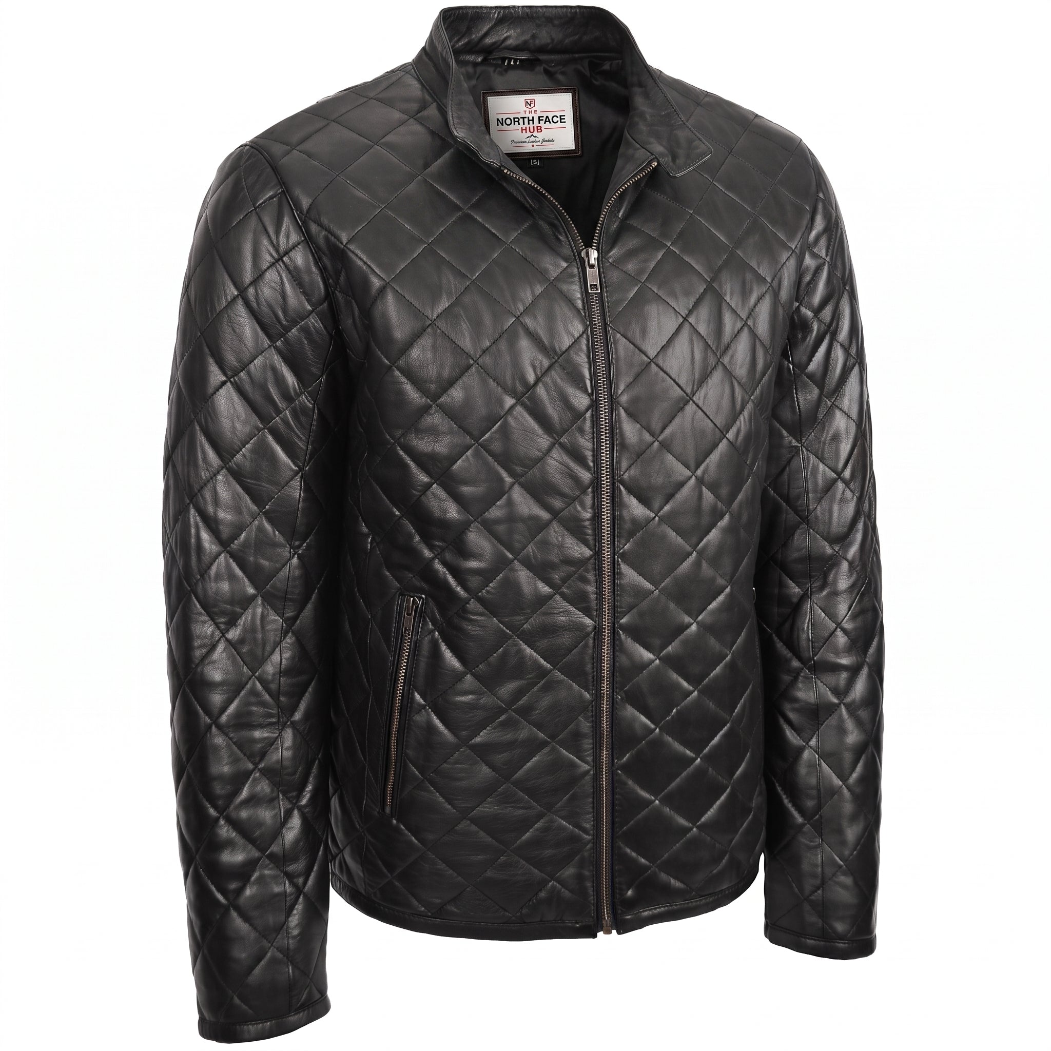 Mens Leather Quilted Anorak Style Jacket Jeff Nova Black