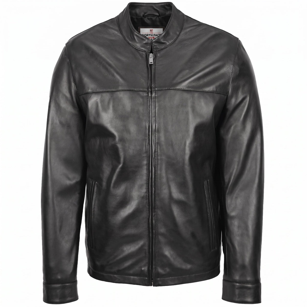 Mens Leather Standing Collar Jacket Paul Nova Black