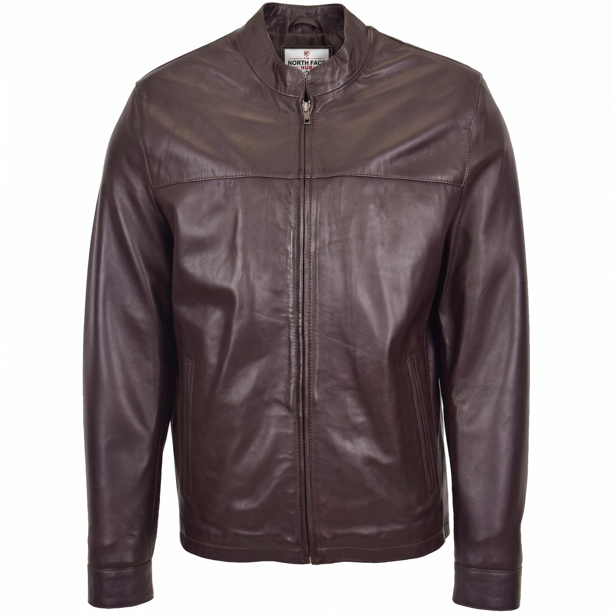 Mens Leather Standing Collar Jacket Paul Zenith Brown