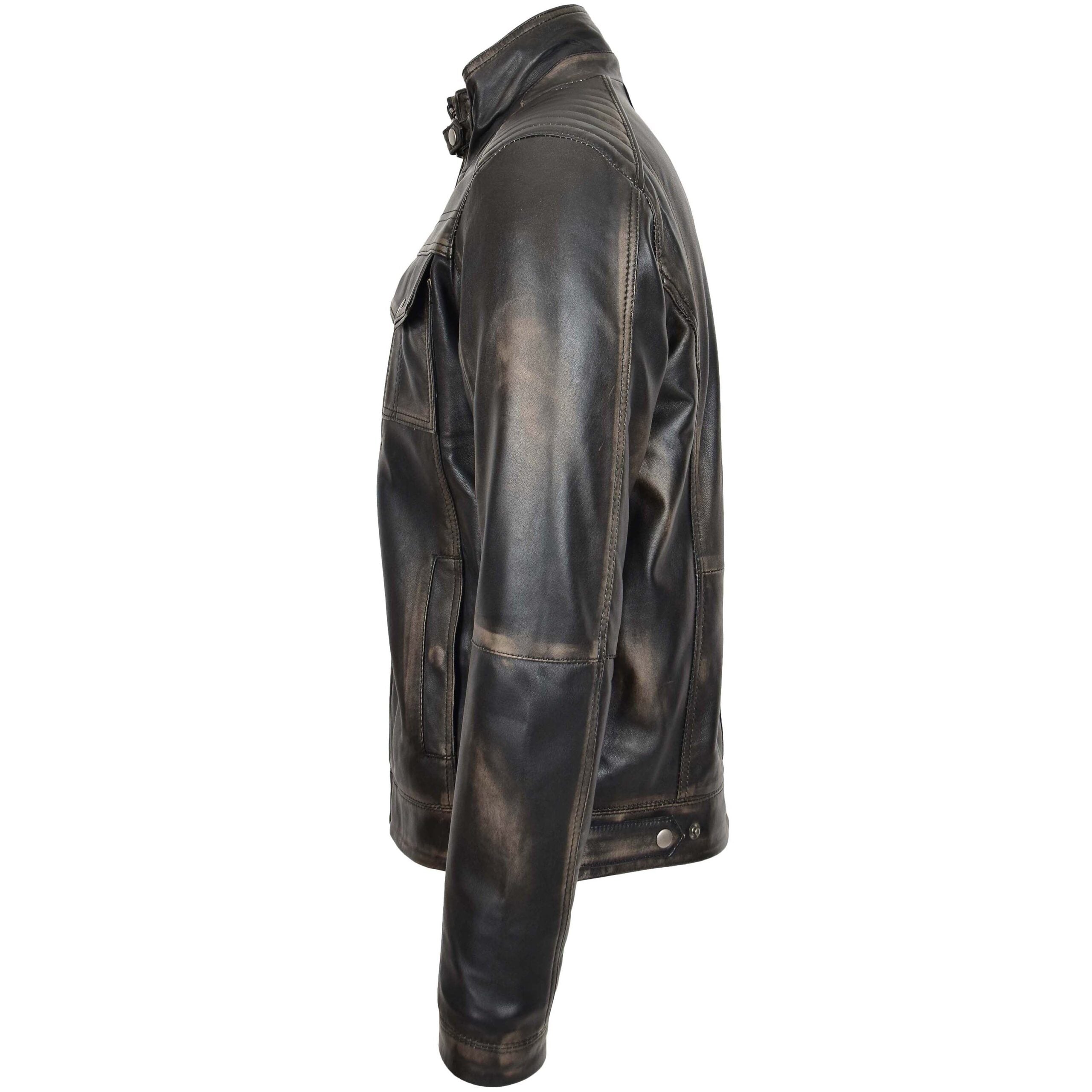 Mens Leather Urban Biker Style Jacket Hugo Paradox Rub Off